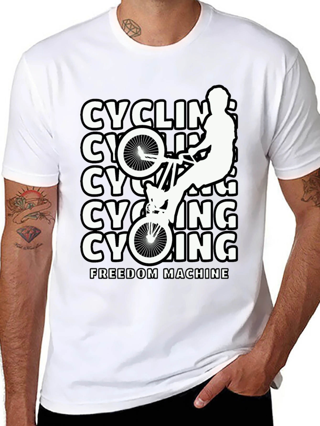 Black Cycling Freedom Machine Black T-Shirt view 8
