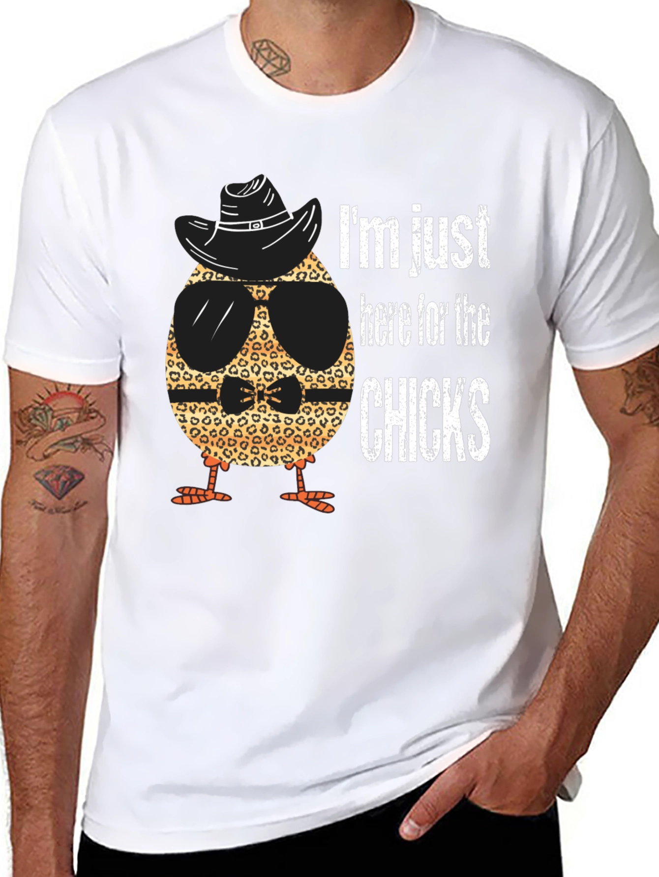 Black Funny Chick T-Shirt - I'm Just Here for the Chicks view 8