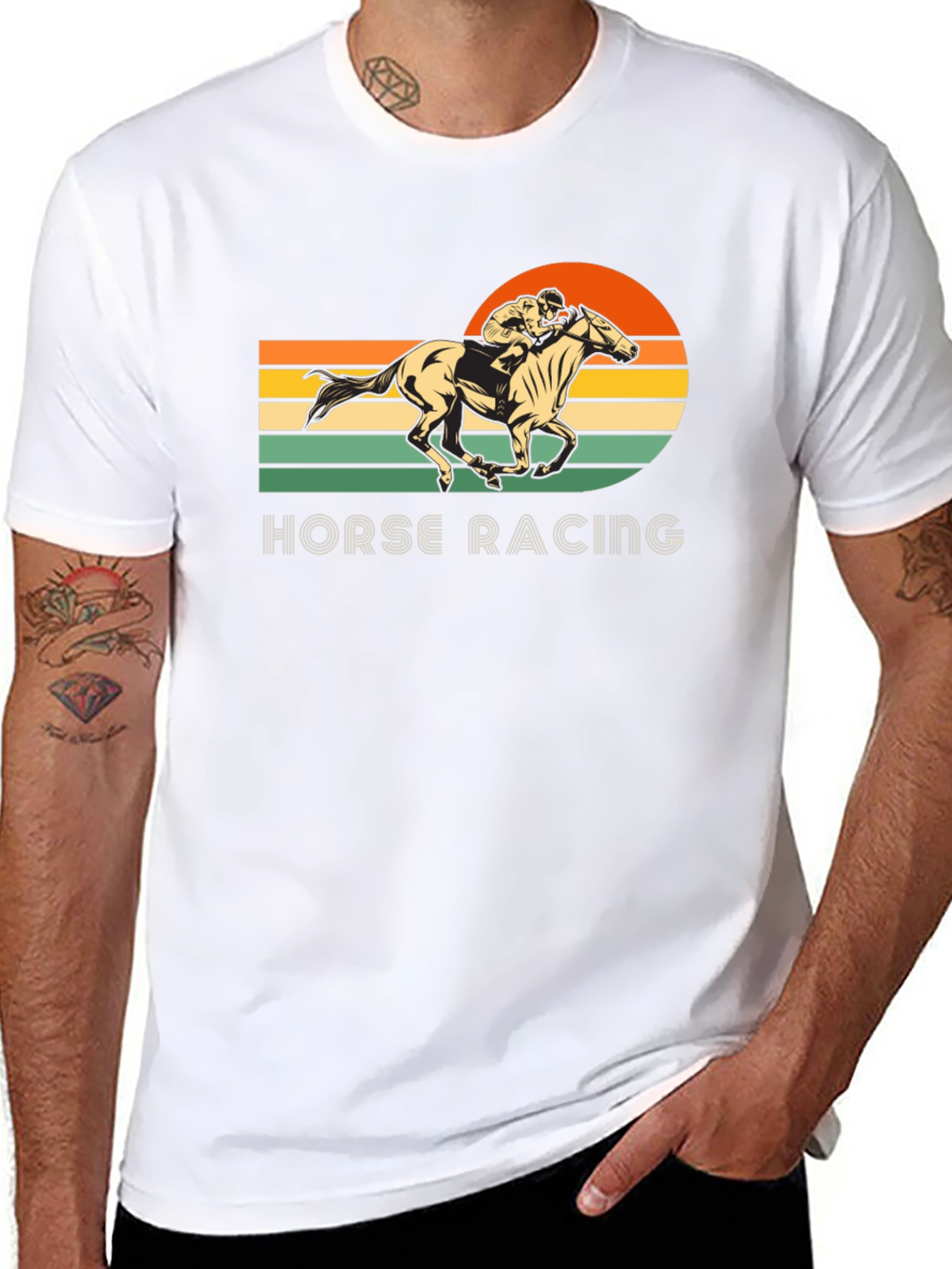 Black Vintage Horse Racing Graphic T-Shirt view 8
