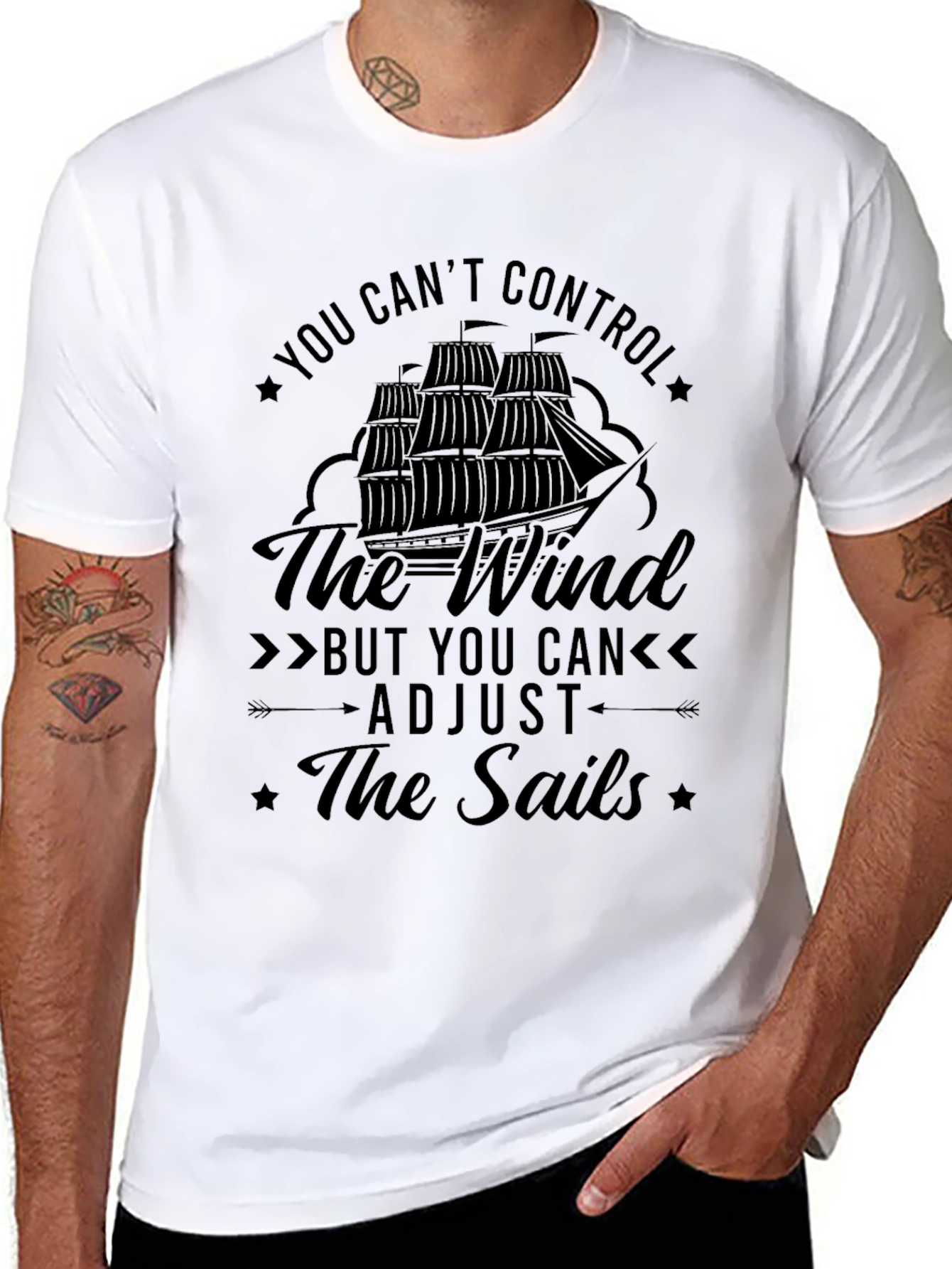 Black You Can't Control The Wind T-Shirt view 8