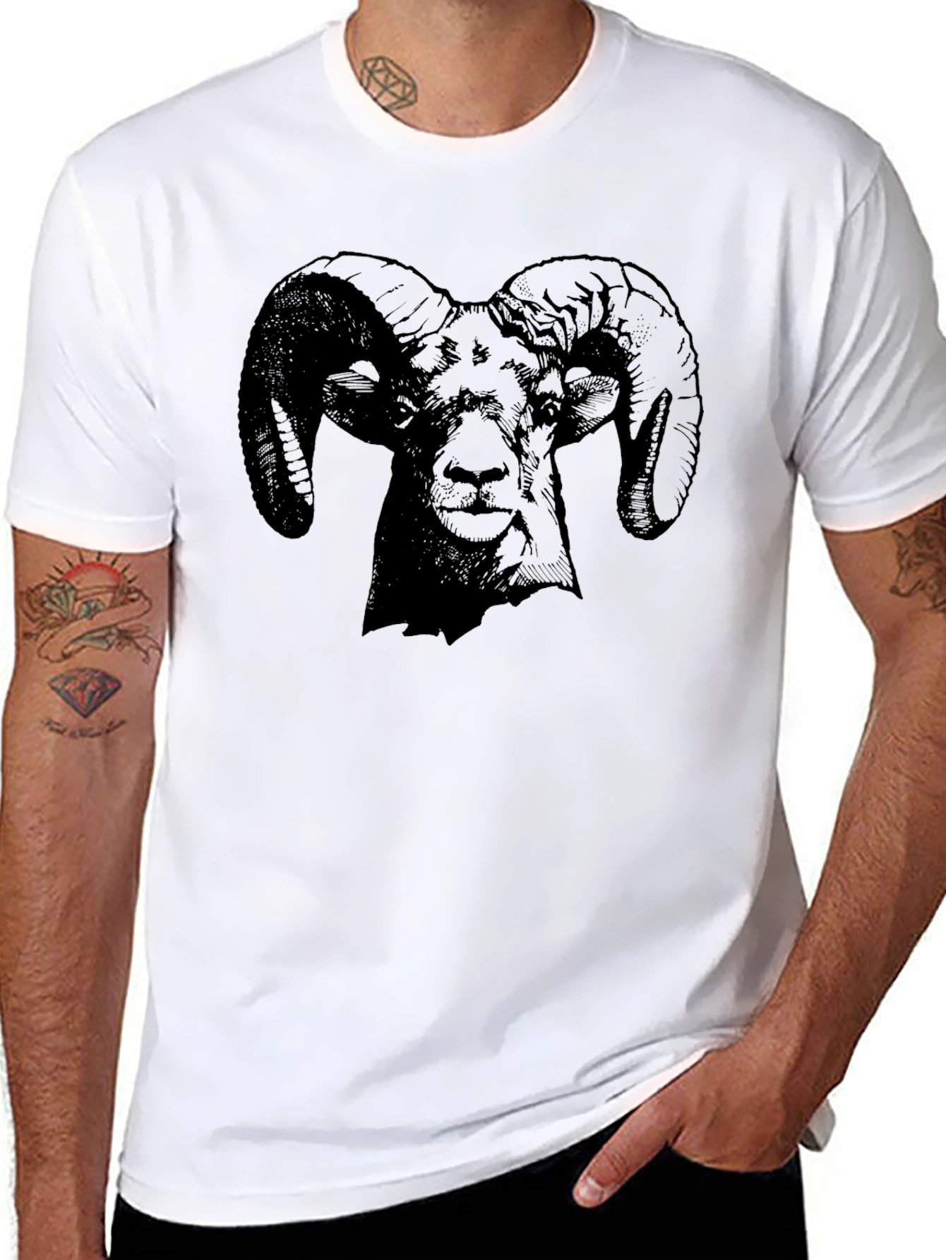 Black Ram Graphic Print Black T-Shirt view 8
