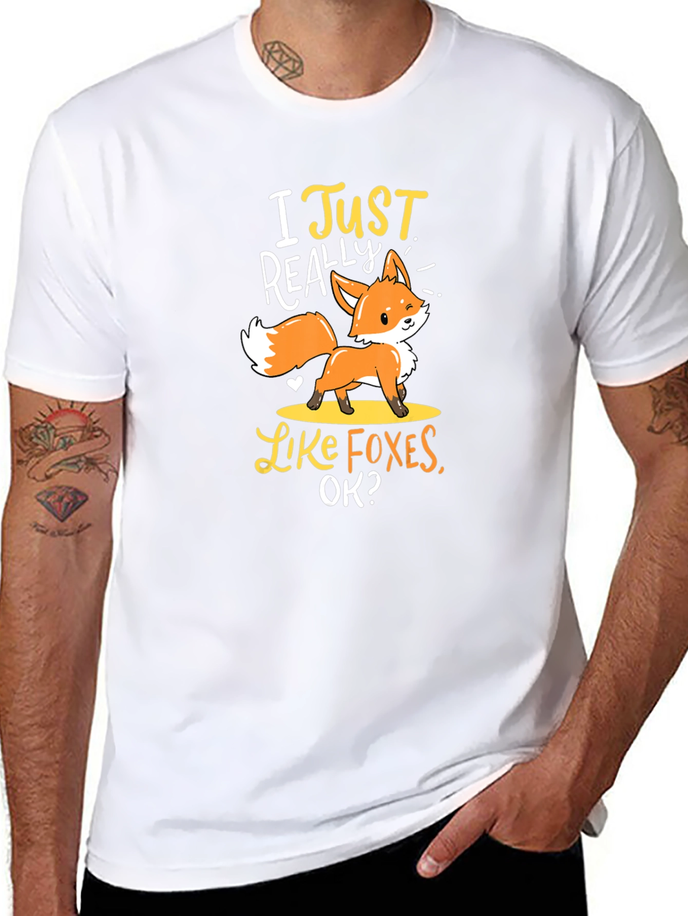 Black I Just Really Like Foxes T-Shirt, Cute Fox Design Tee view 8