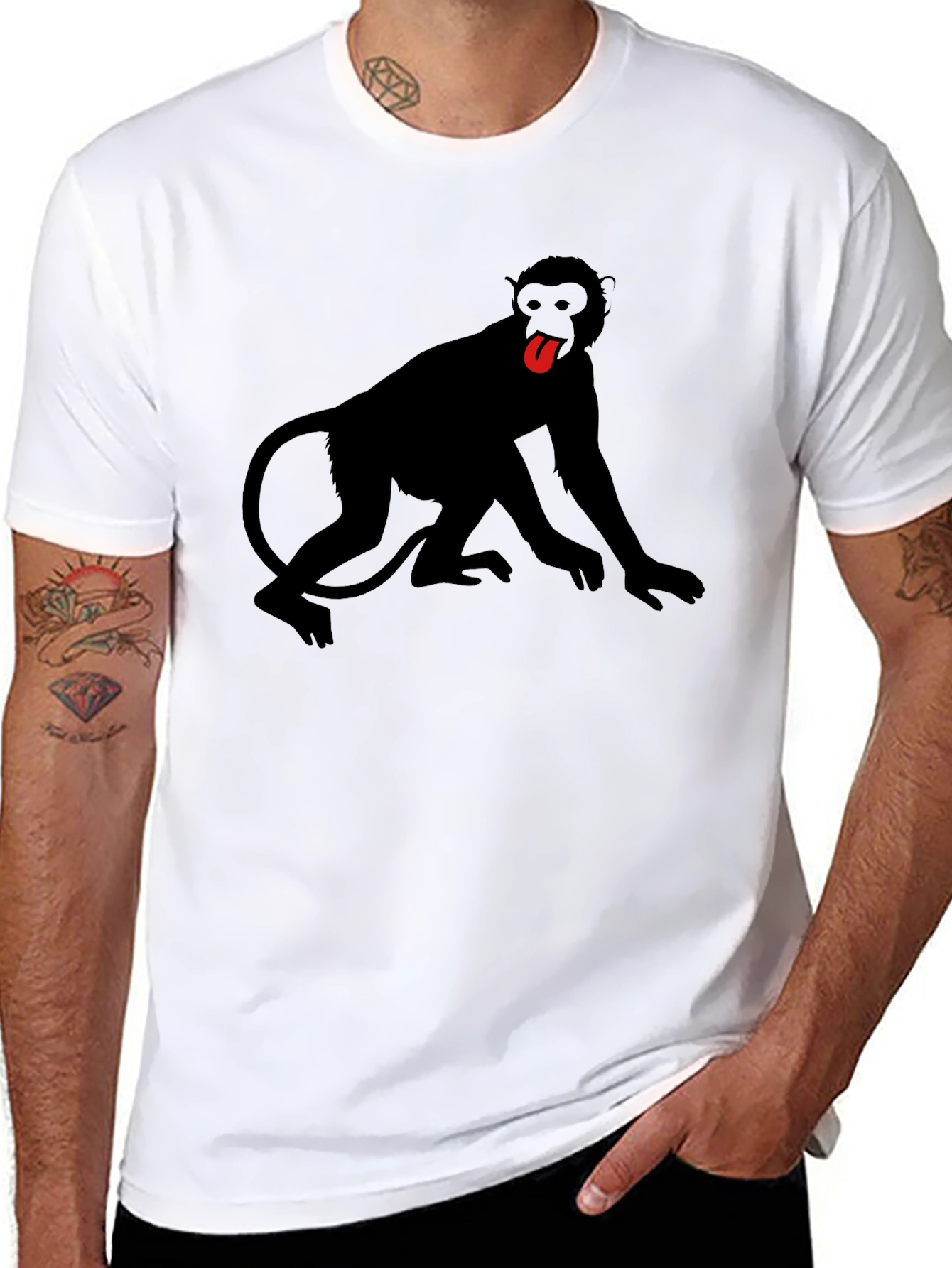 Black Monkey Tongue Out Graphic Tee - Black view 8