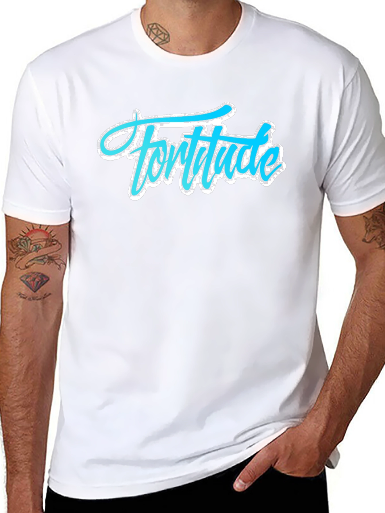Black Fortitude Graphic Tee - Mens Black Cotton T-Shirt view 8