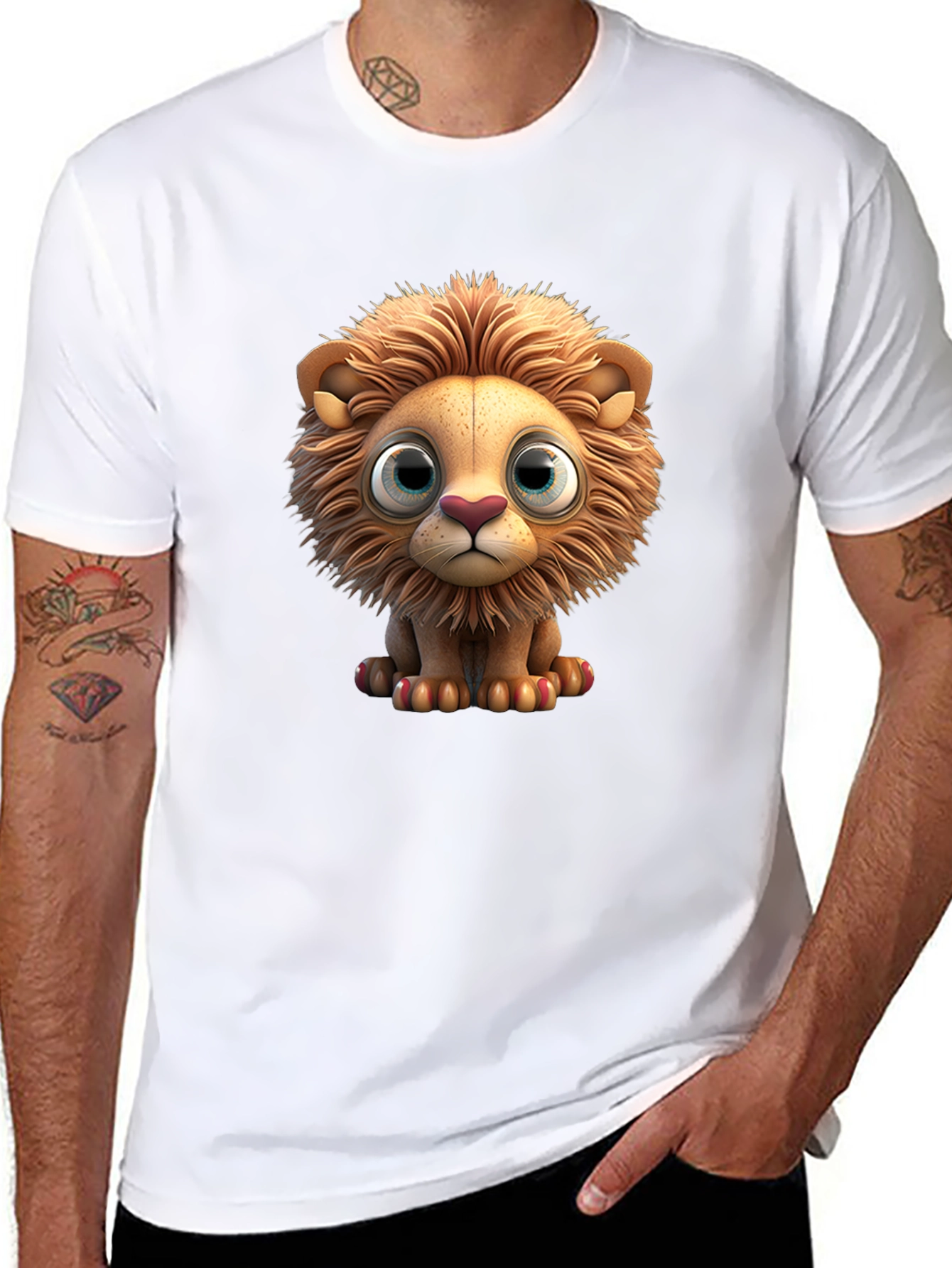 Black Cute Lion Graphic T-Shirt view 8