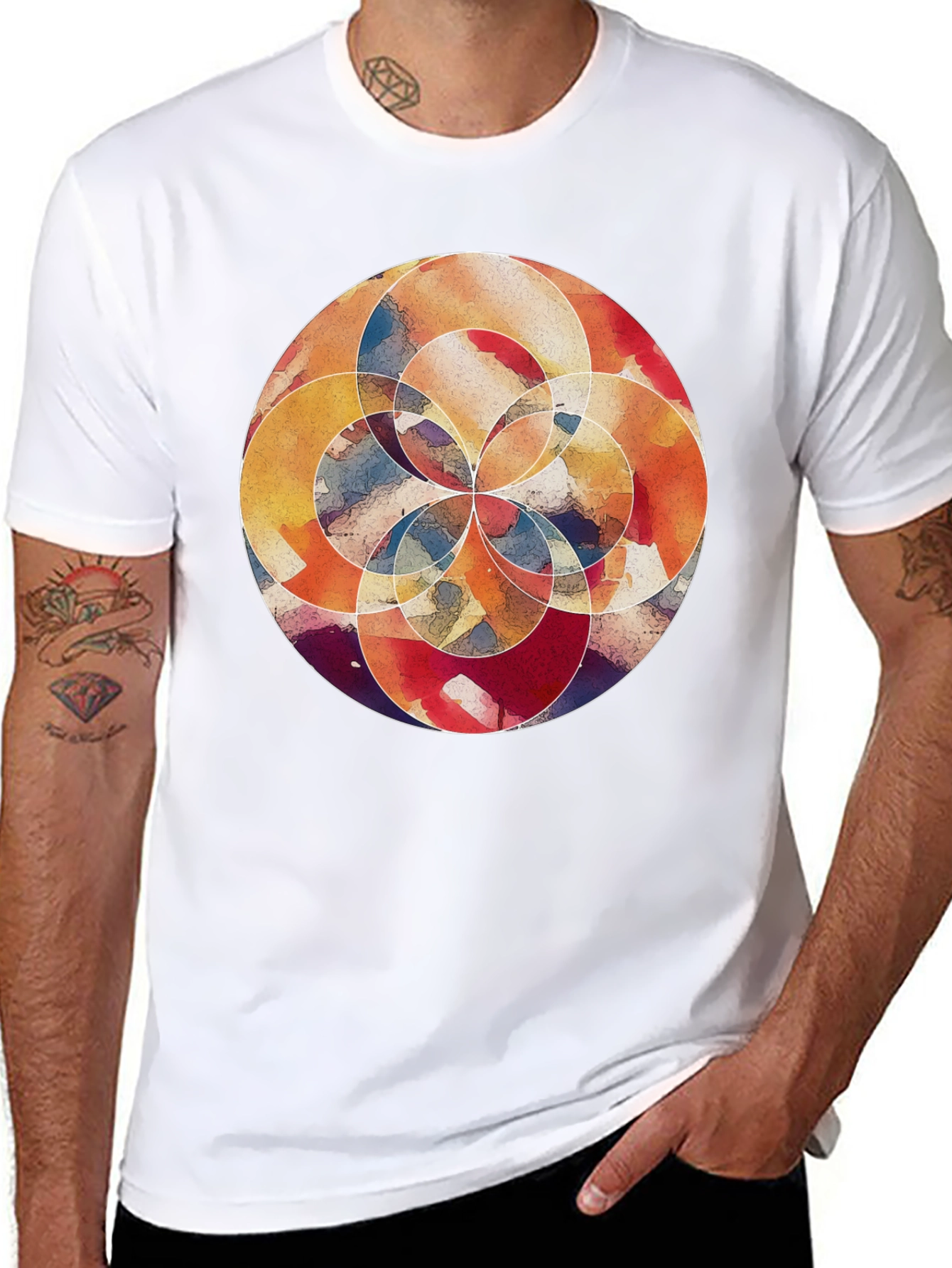 Black Abstract Watercolor Circle Graphic T-Shirt view 8
