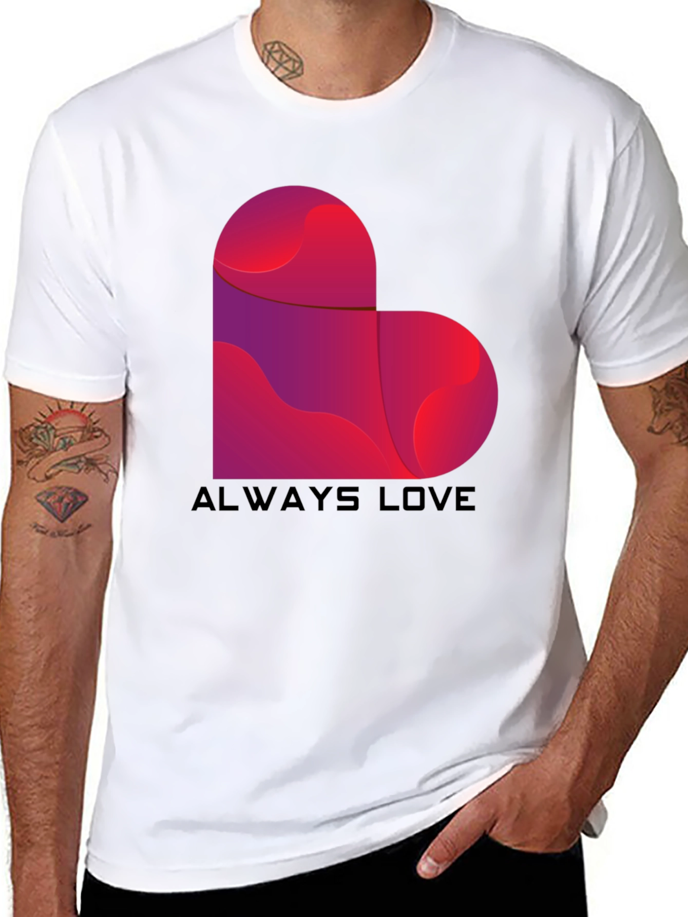 Black Always Love Heart Graphic Tee - Black view 8