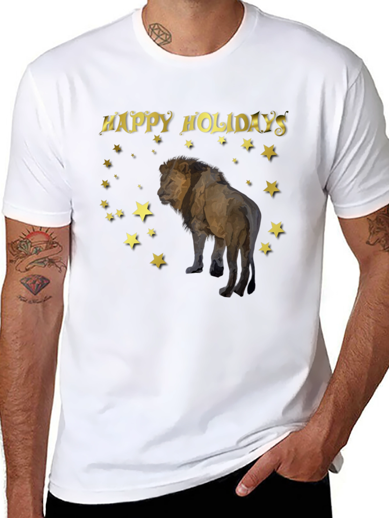 Black Holiday Lion Graphic T-Shirt view 8
