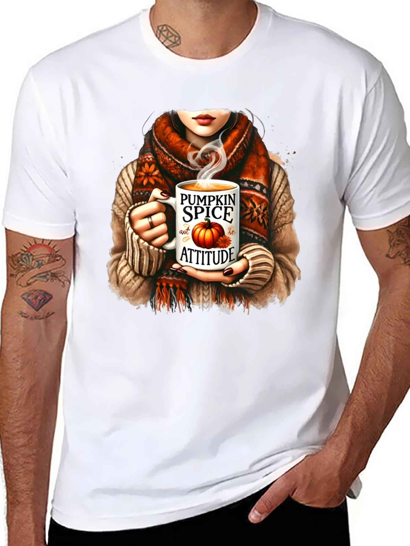 Black Pumpkin Spice Attitude T-Shirt Fall Graphic Tee view 8