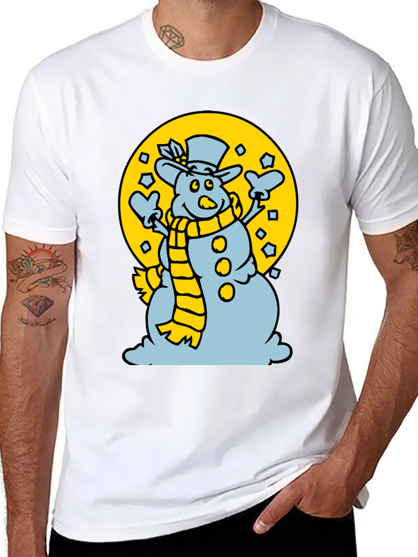 Black Snowman T-Shirt: Festive Holiday Apparel view 8