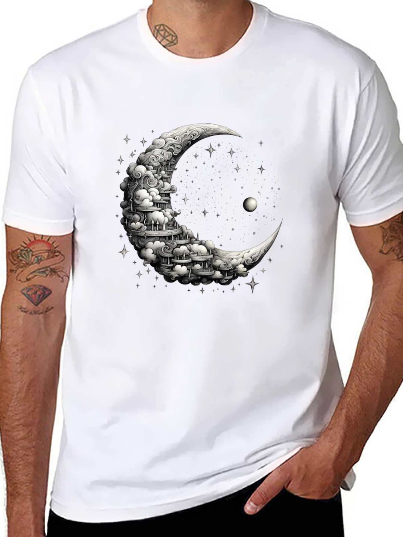 Black Celestial Crescent T-Shirt view 8