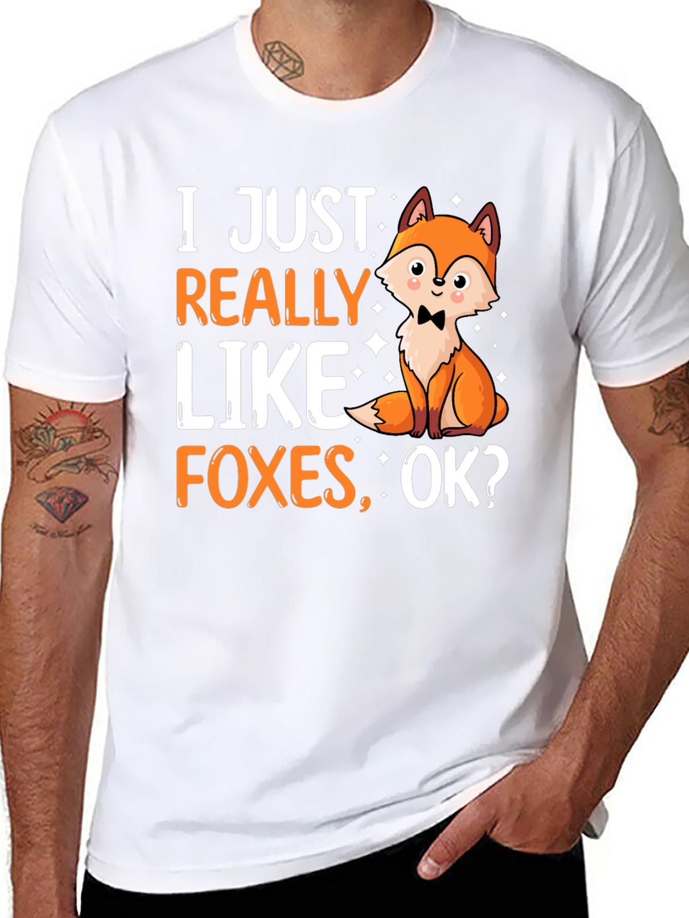 Black Funny Fox Lover T-Shirt - "I Just Really Like Foxes, OK?" view 8