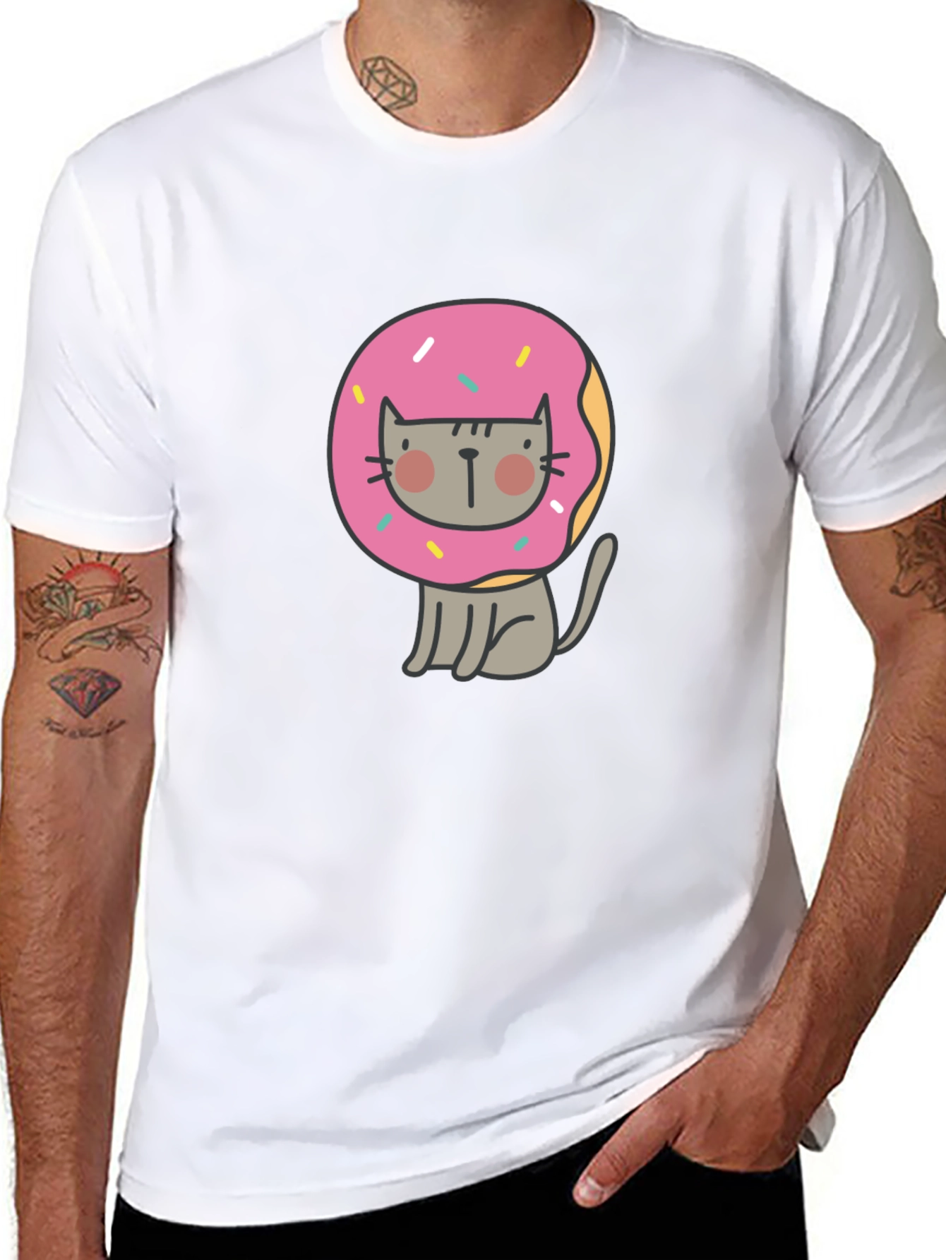 Black Donut Cat Graphic Tee - Cute and Funny view 8