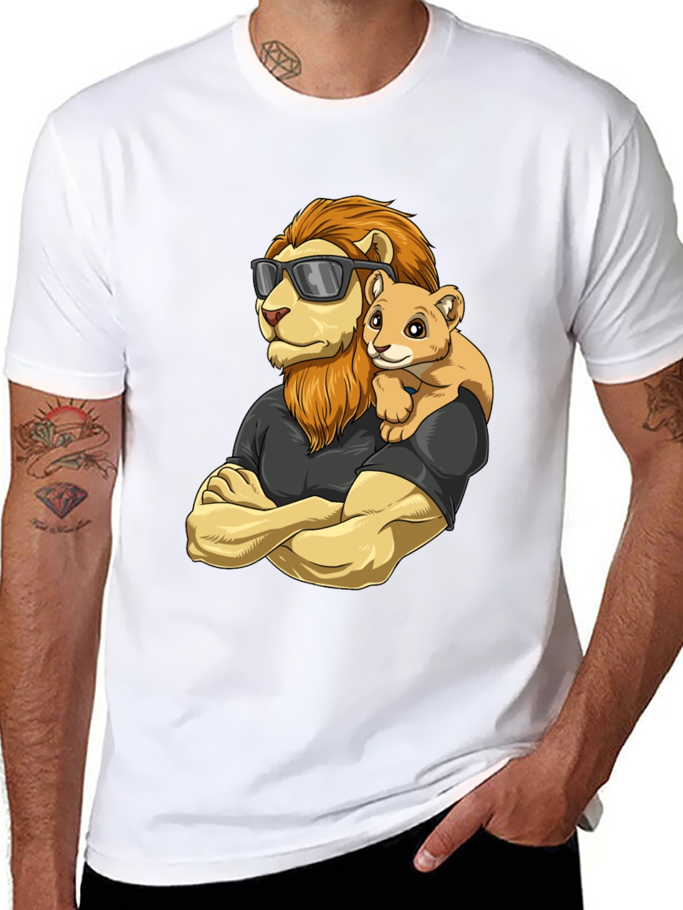 Black Lion Dad & Cub T-Shirt - Father's Day Gift view 8