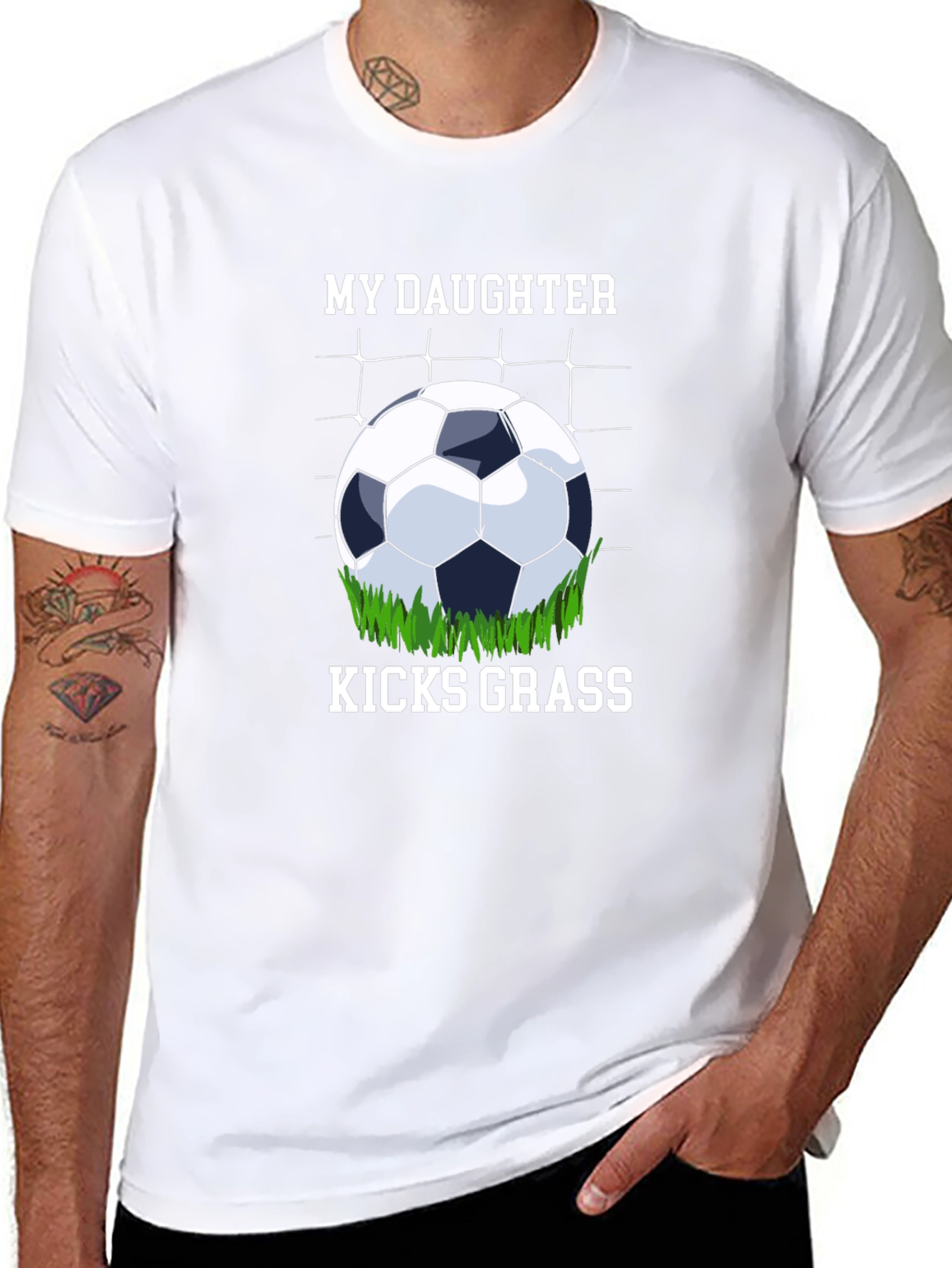 Black My Daughter Kicks Grass T-Shirt Soccer Fan Gift view 8