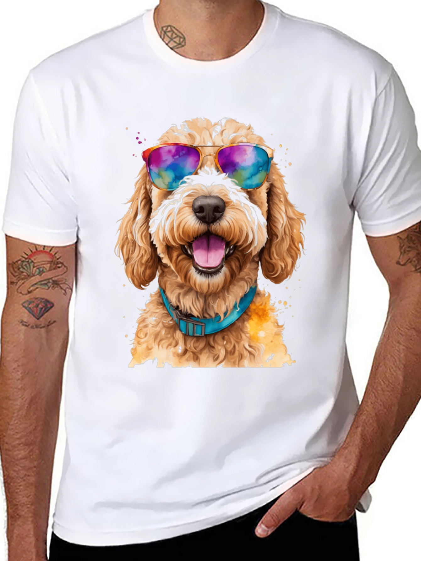 Black Dog with Sunglasses Graphic Tee - Cool Comfort view 8