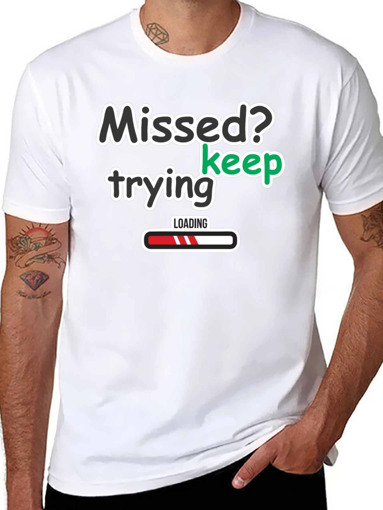 Black Missed? Keep Trying Graphic T-Shirt view 8
