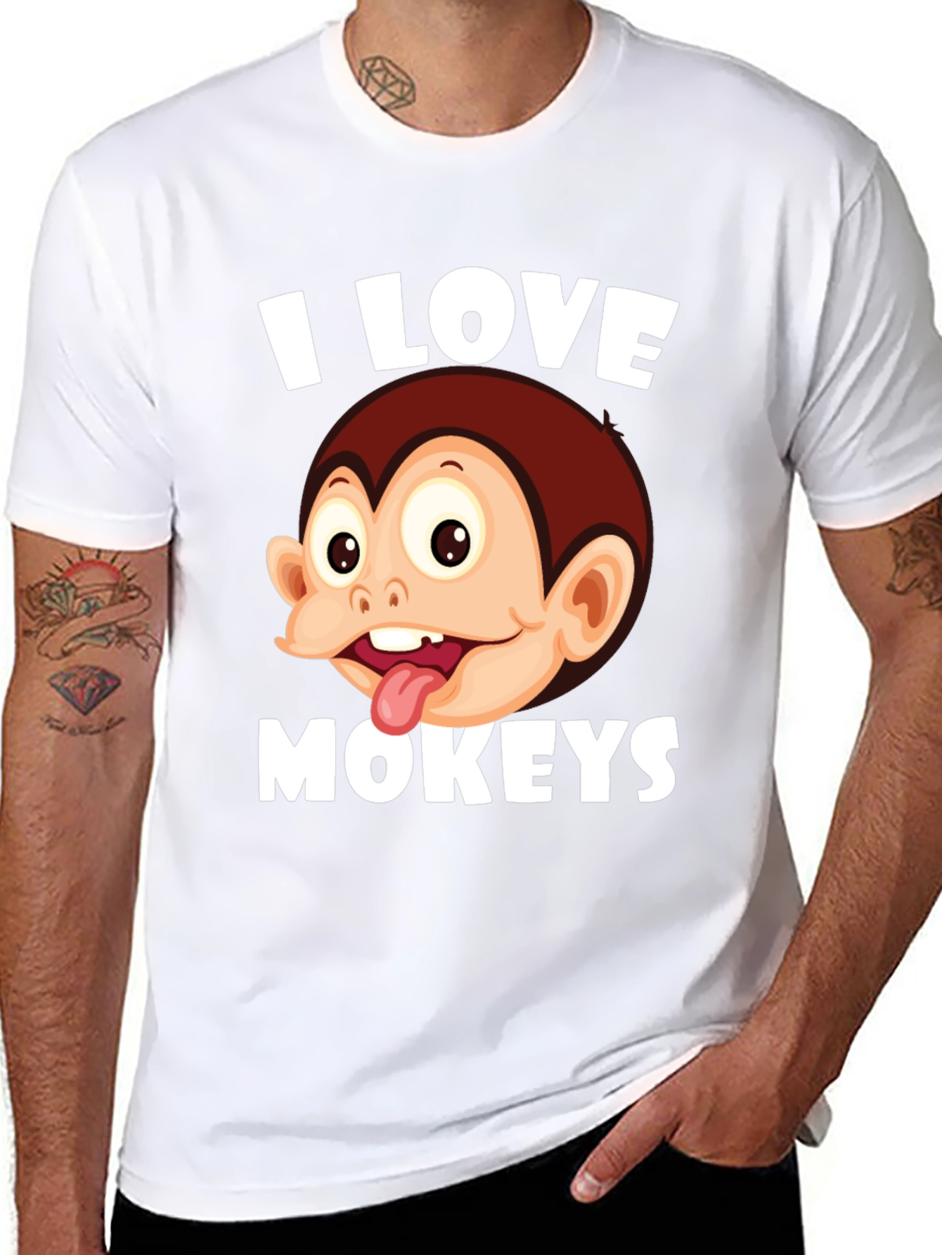 Black I Love Monkeys Graphic Tee - Novelty Design view 8