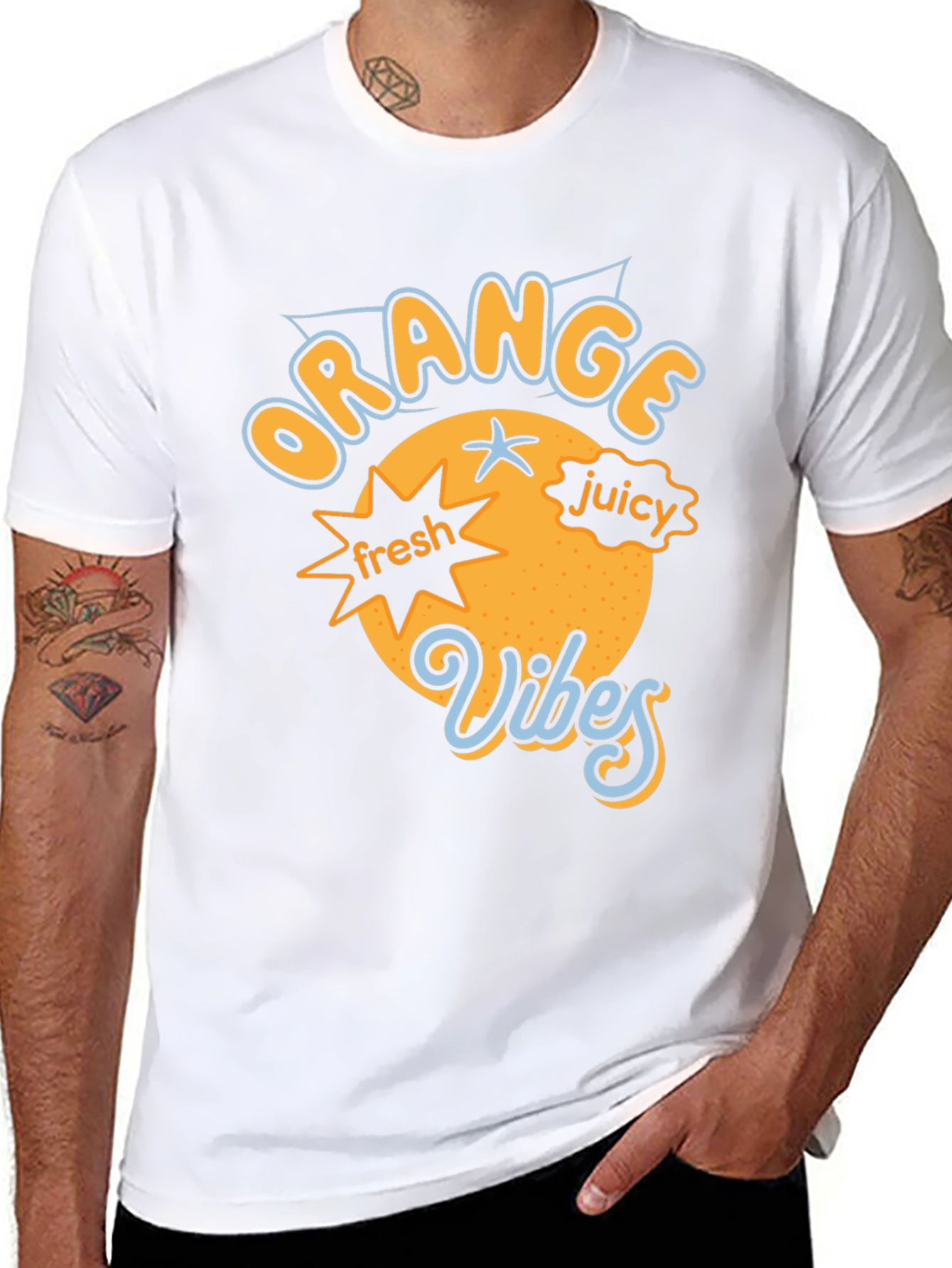Black Orange Vibes Graphic Tee - Fresh & Fun view 8