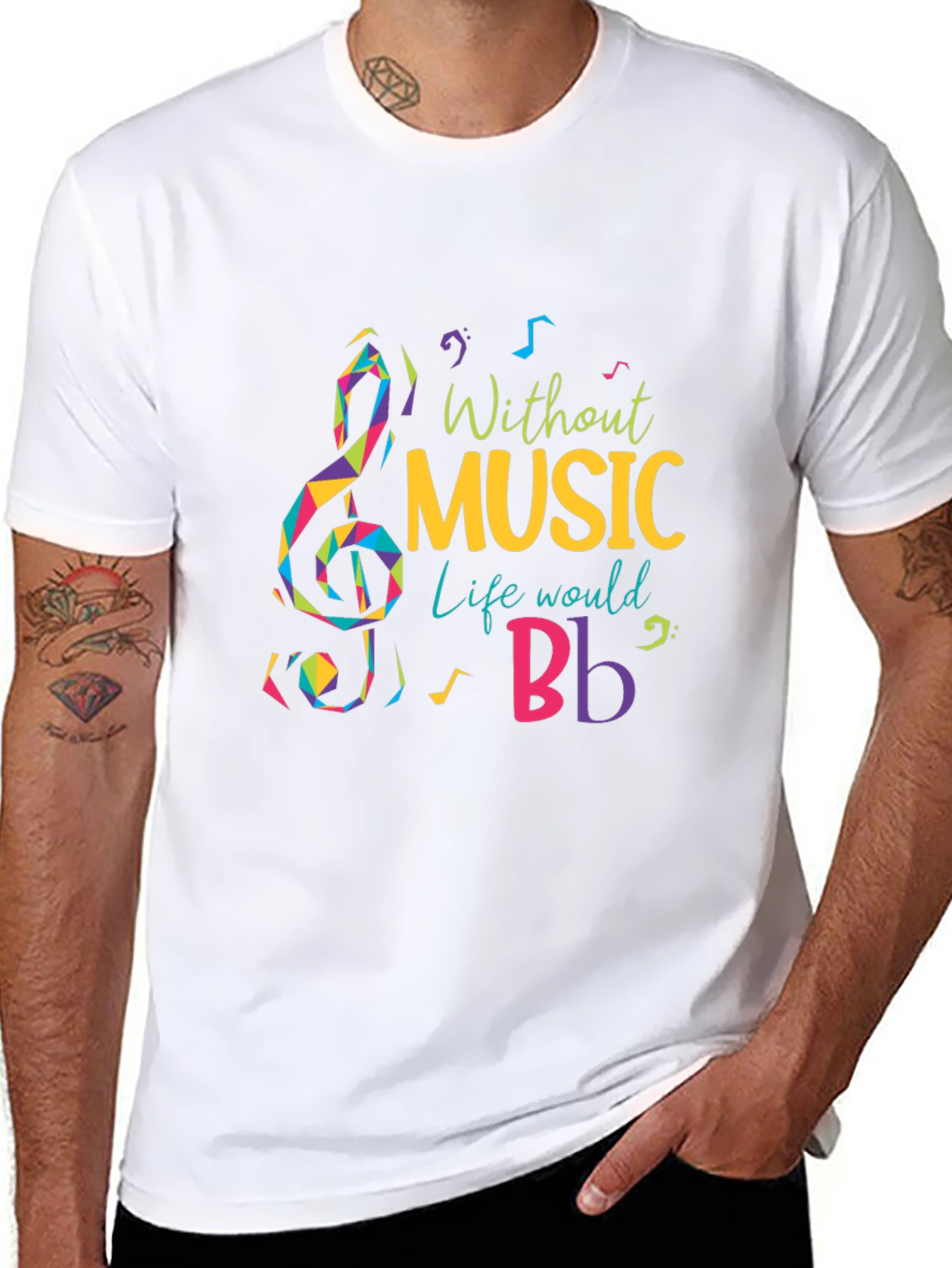 Black Without Music Life Would B Flat T-Shirt view 8