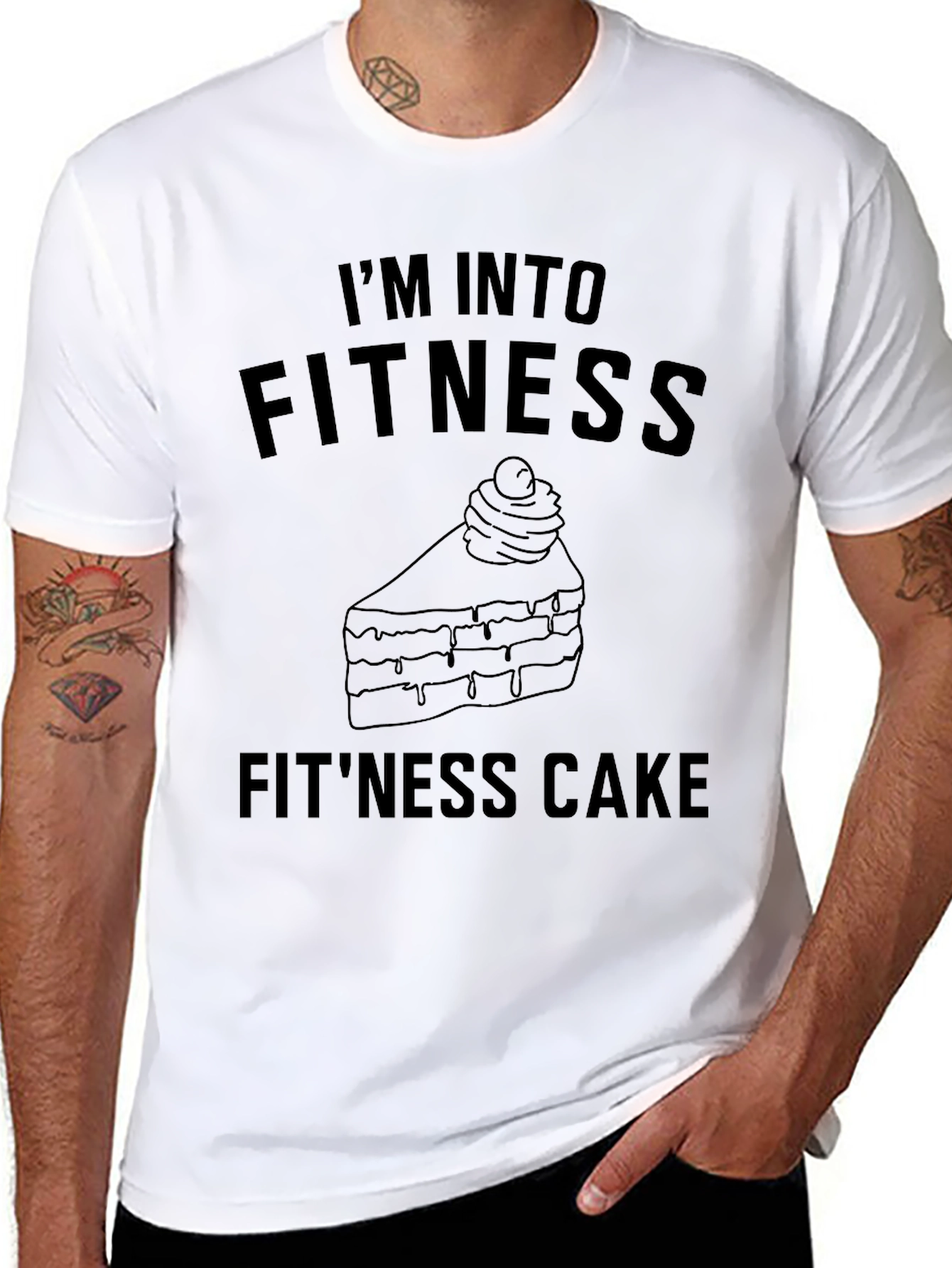 Black I'm Into Fitness Fit'ness Cake T-Shirt view 8