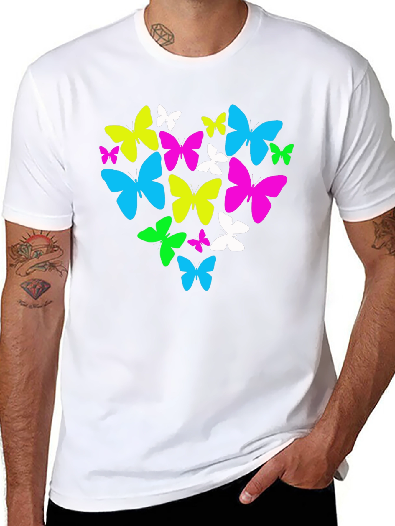 Black Butterfly Heart Graphic T-Shirt - Black view 8