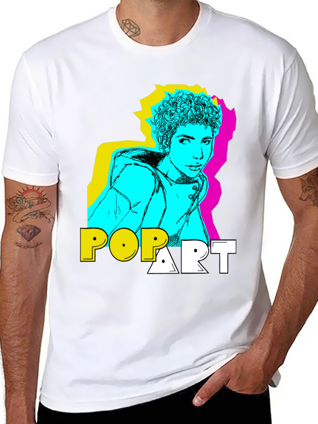 Black Pop Art Style Graphic T-Shirt view 8