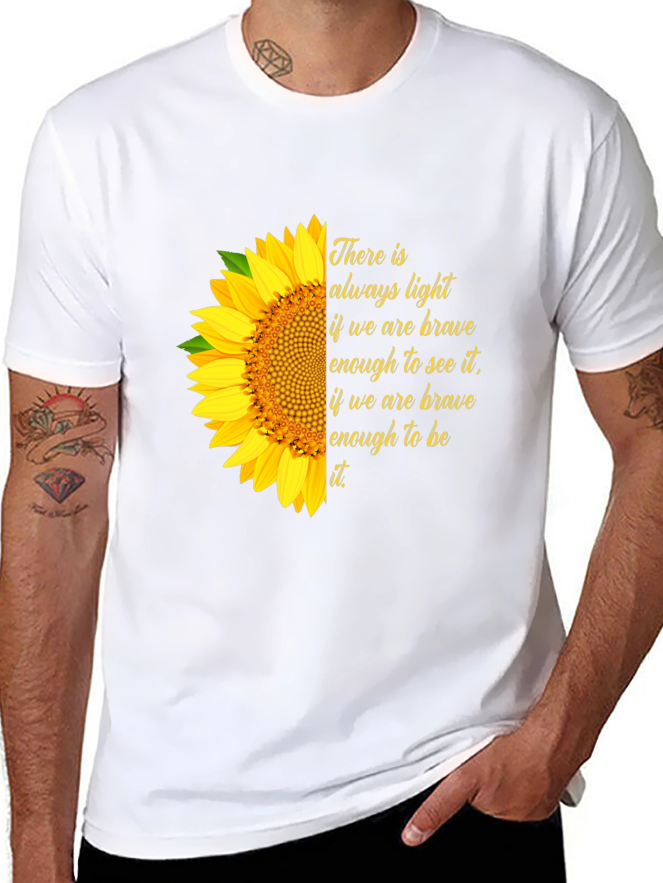 Black Sunflower Inspirational Quote Graphic Tee - "Always Light" view 8