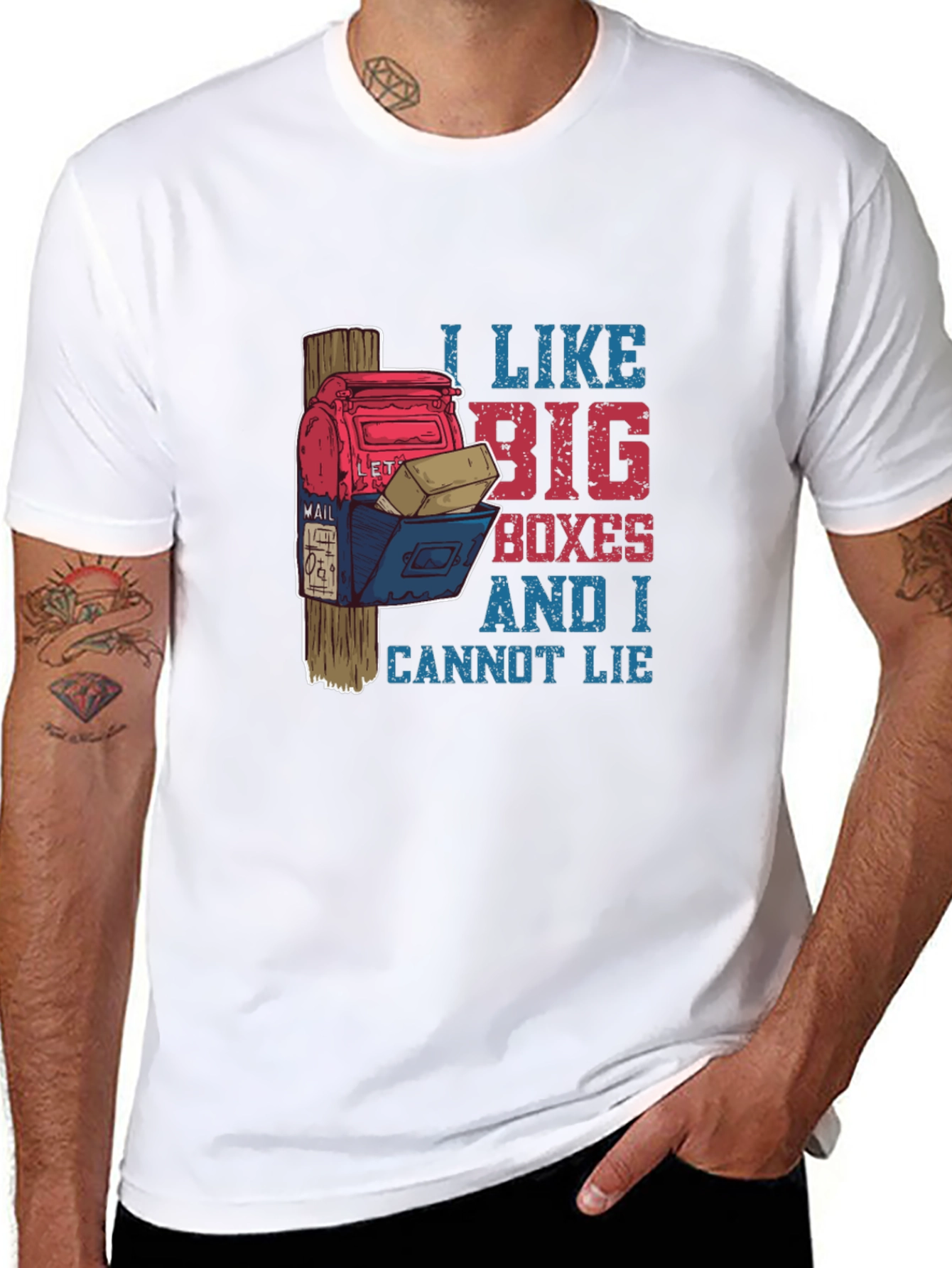 Black Funny Mailbox T-Shirt: I Like Big Boxes view 8