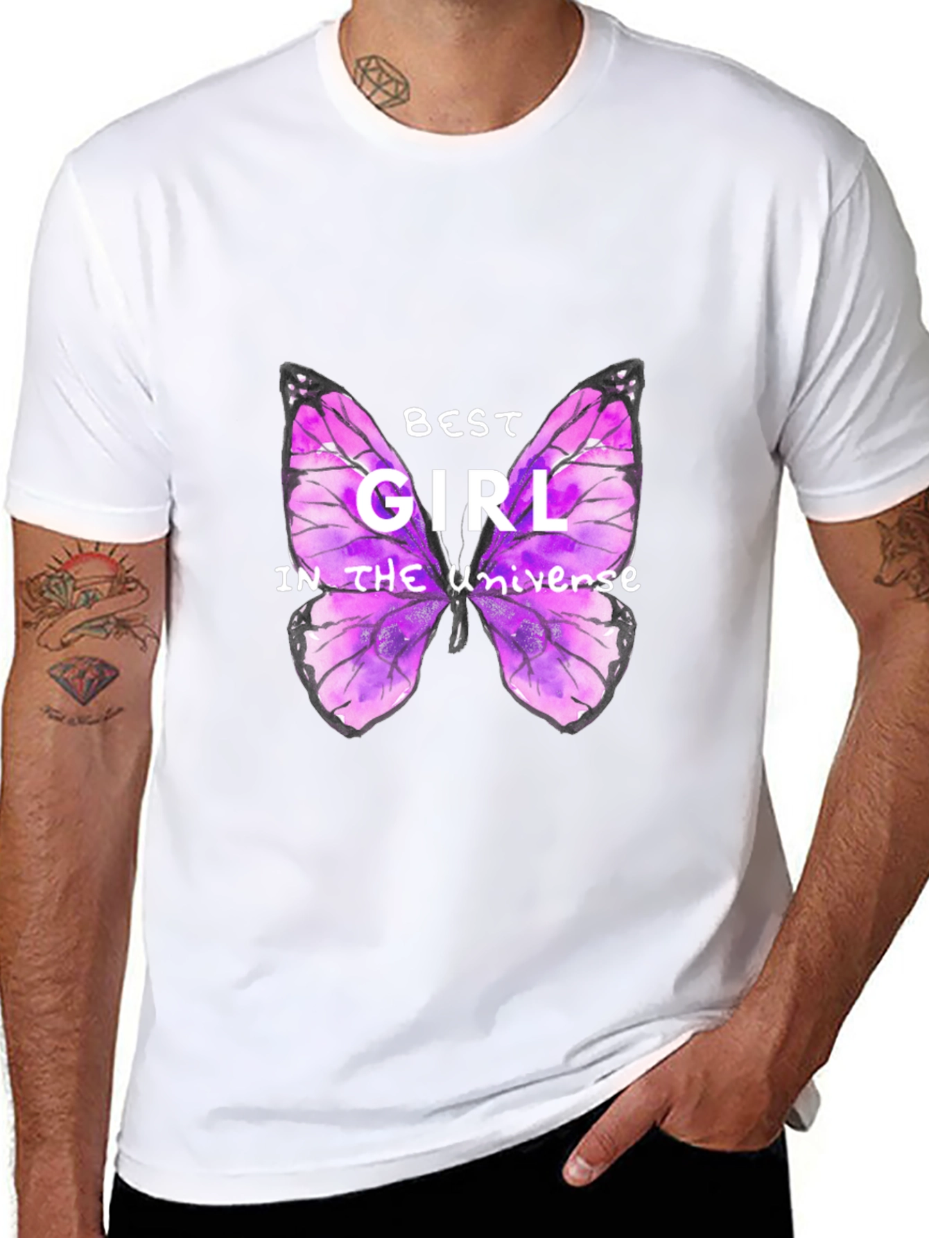 Black Best Girl Butterfly Graphic T-Shirt view 8
