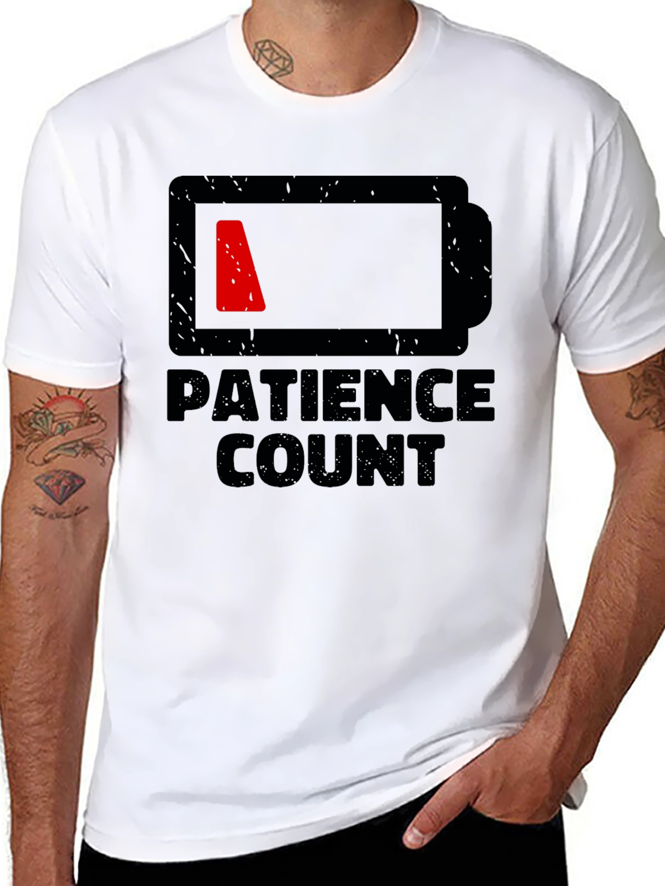 Black Patience Count Low Battery Graphic Tee - Black view 8