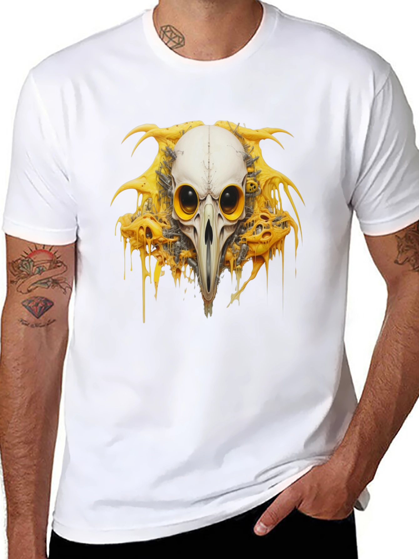 Black Skull Bird T-Shirt - Unique Graphic Tee view 8