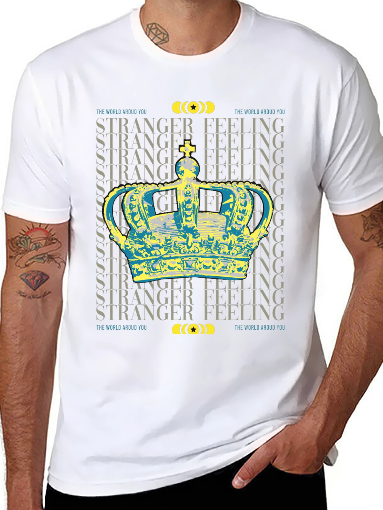 Black Stranger Feeling Crown Graphic Black T-Shirt view 8
