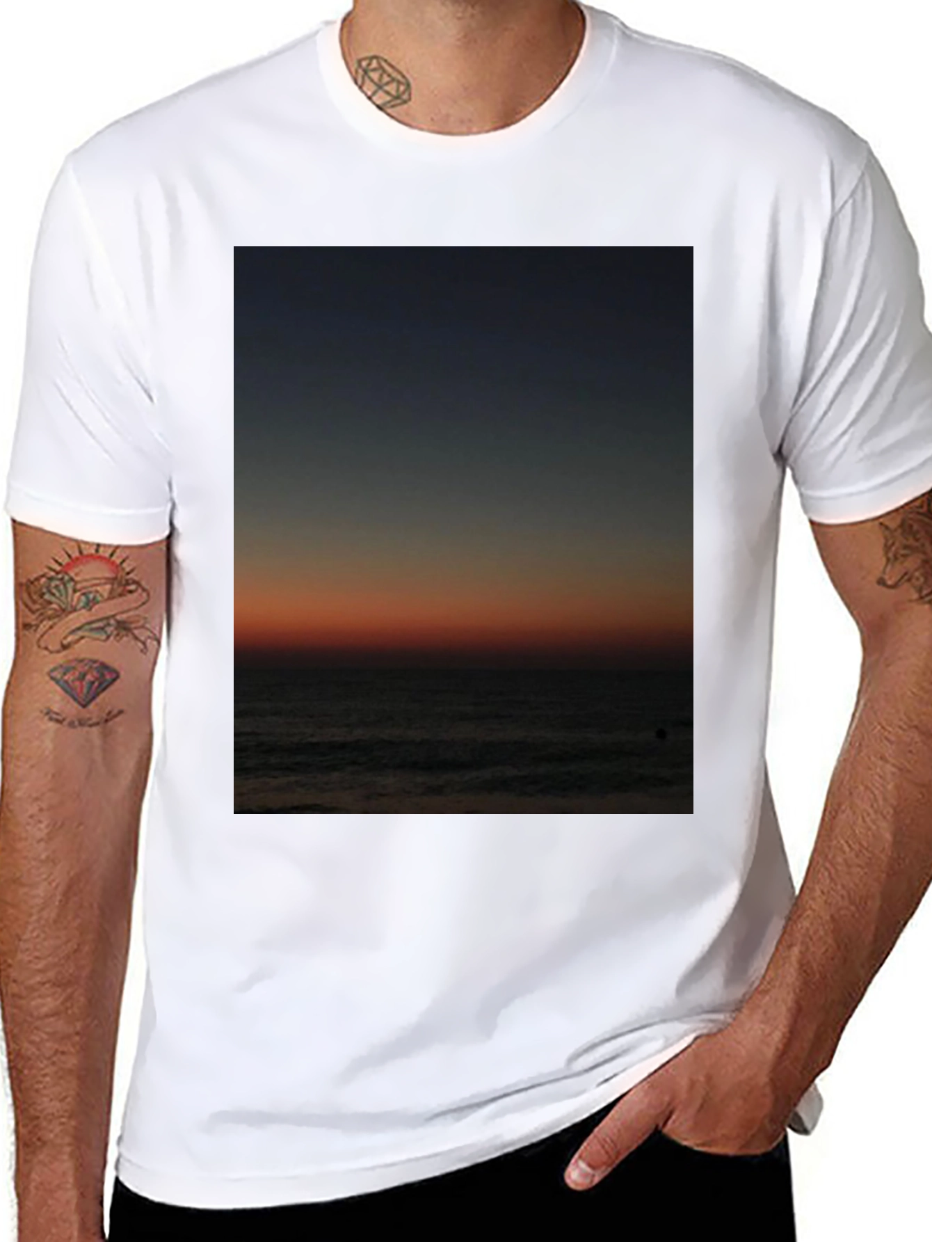 Black Sunset Ocean T-Shirt view 8