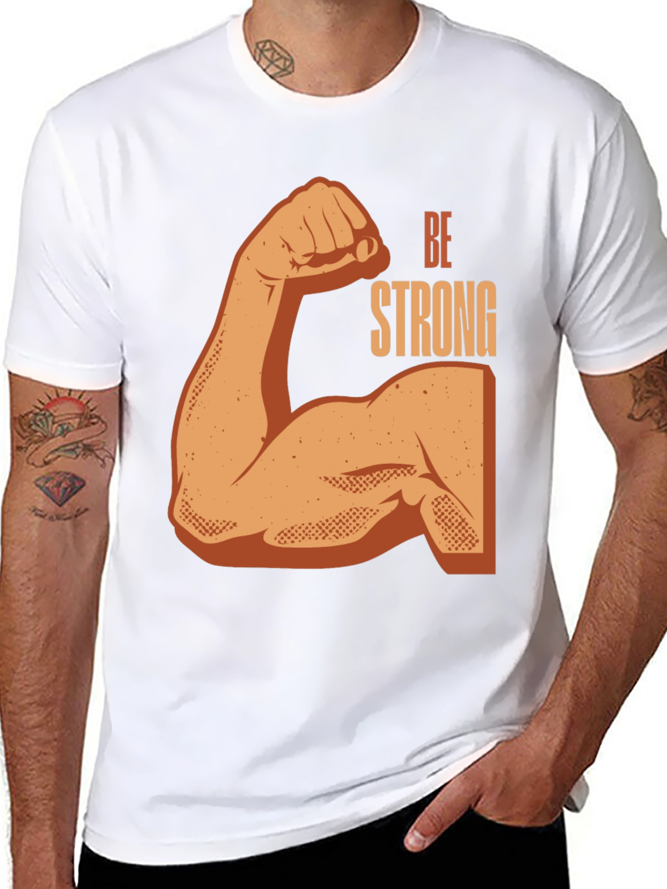 Black Be Strong Graphic Print Black T-Shirt view 8