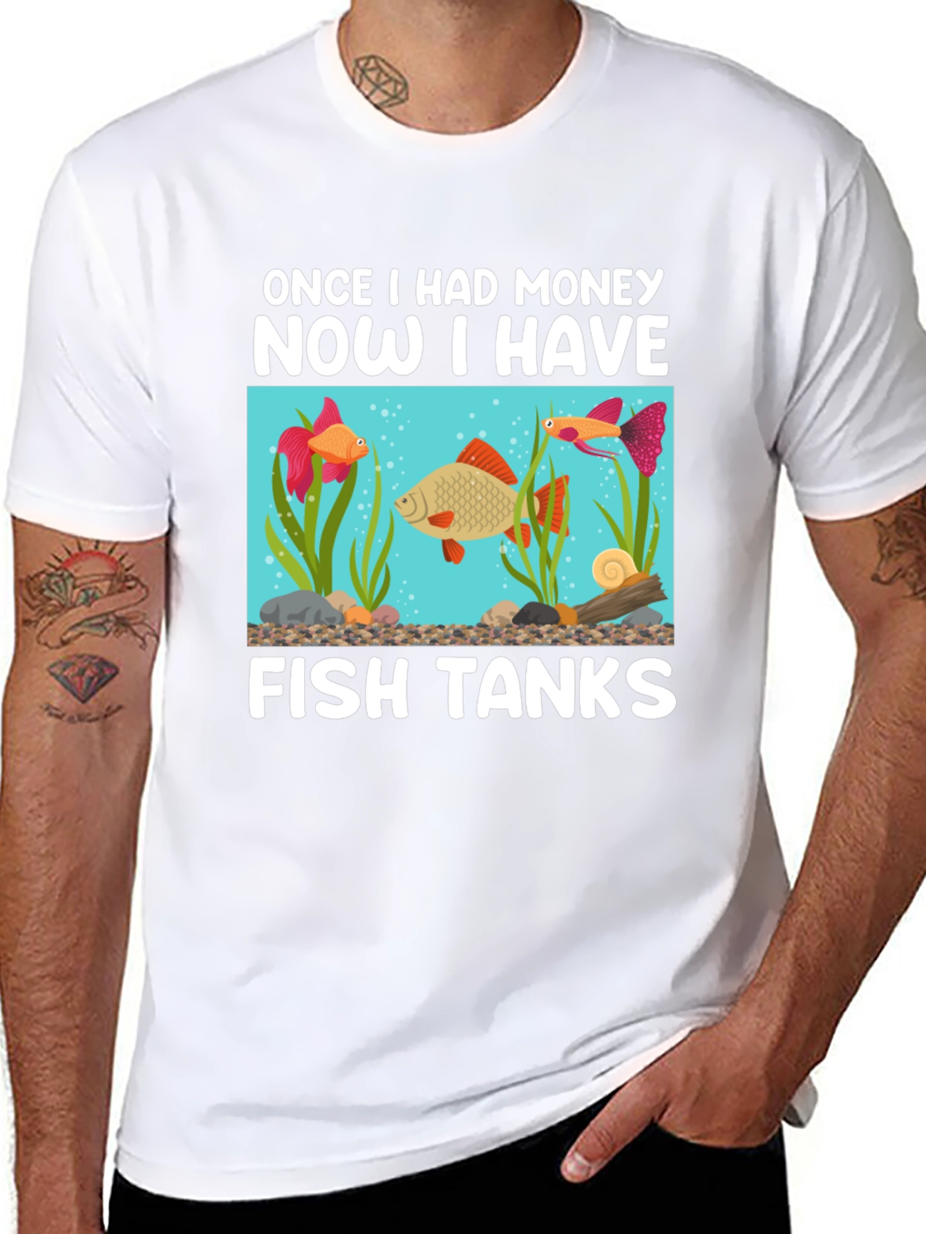 Black Funny Fish Tank T-Shirt: Once I Had Money view 8