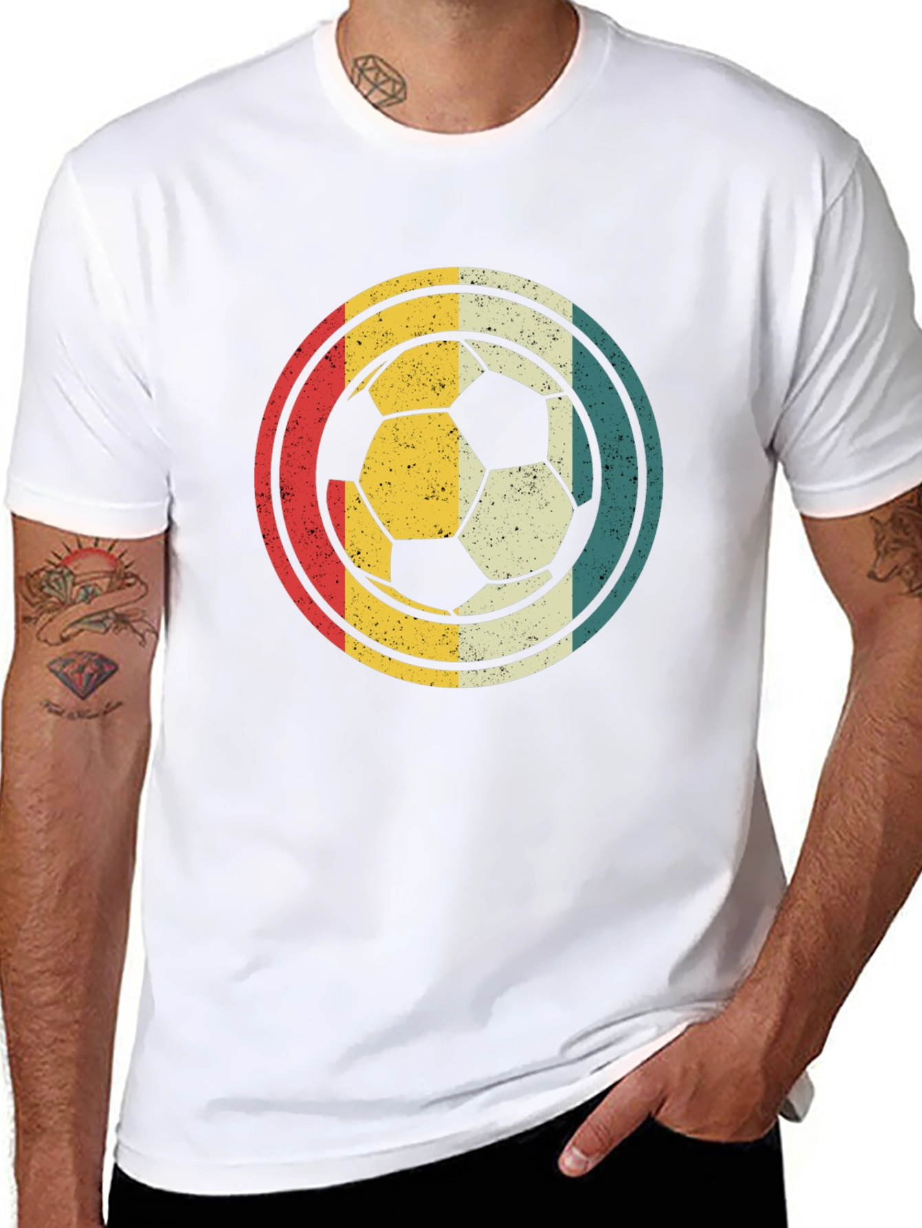 Black Retro Soccer Ball Graphic T-Shirt view 8