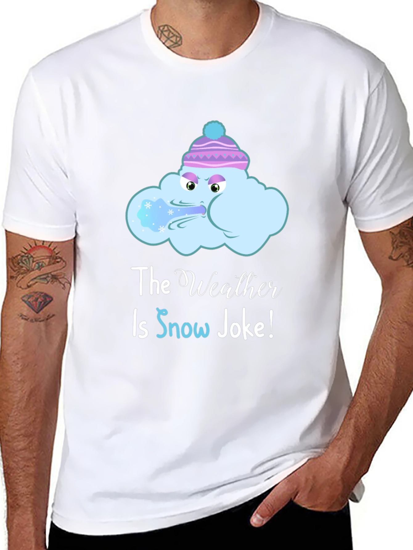 Black Funny Winter Weather T-Shirt - Snow Joke Graphic Tee view 8