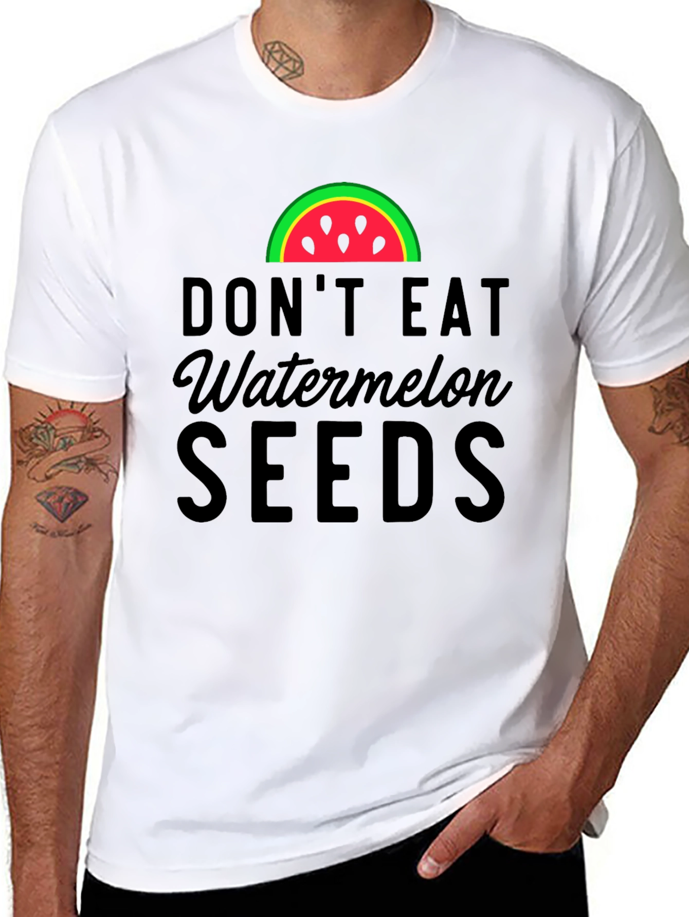 Black Don't Eat Watermelon Seeds T-Shirt - Funny Graphic Tee view 8