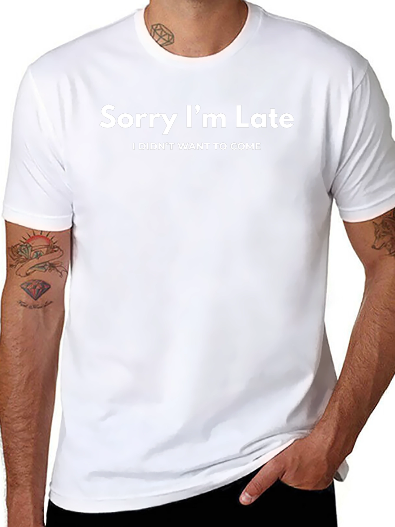 Black Funny 'Sorry I'm Late' Graphic Tee view 8