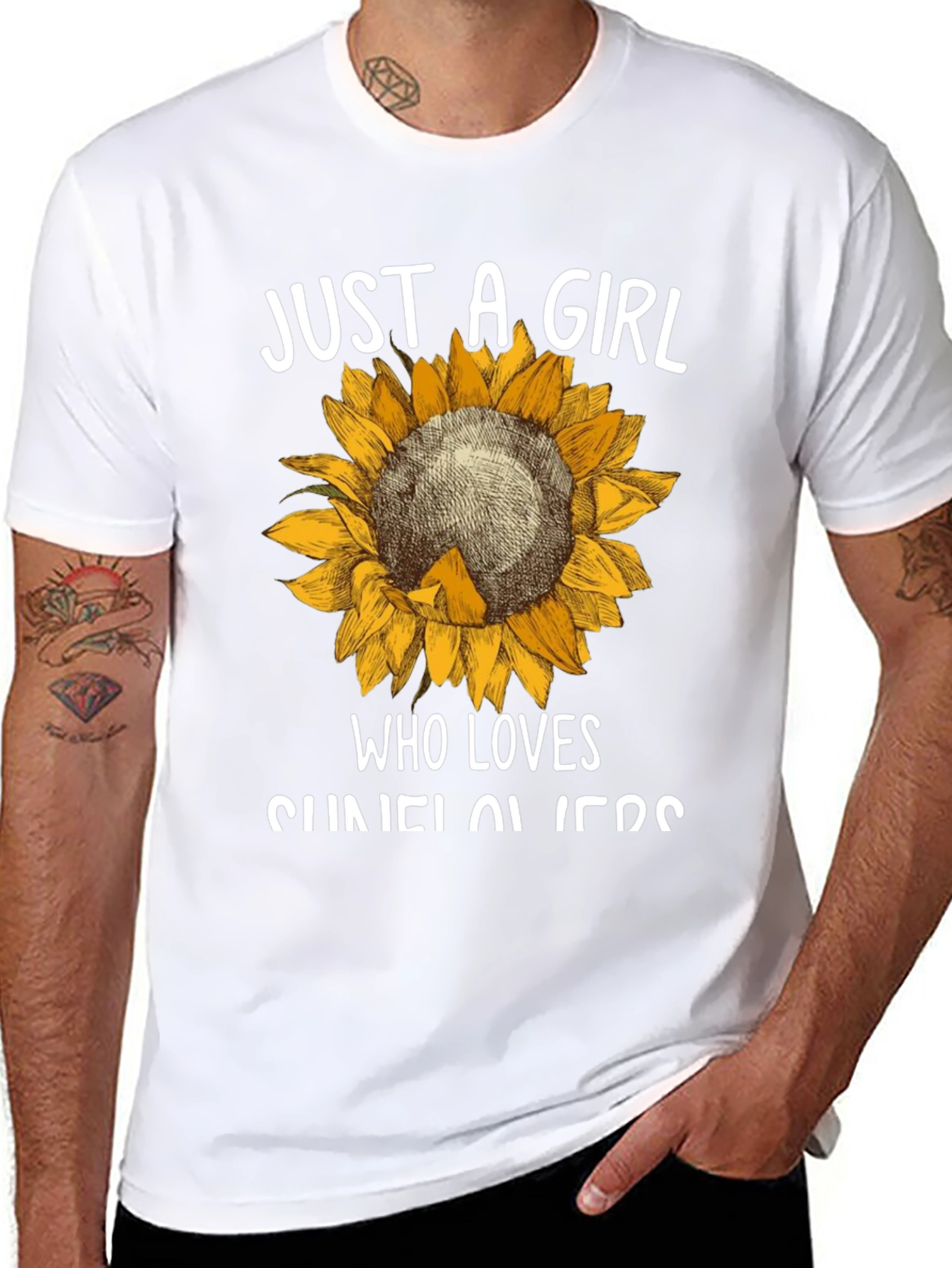 Black Sunflower Graphic Tee - Just A Girl Who Loves Sunflowers view 8