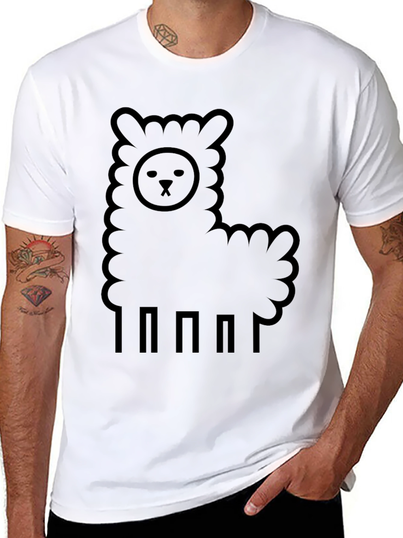 Black Llama Graphic Tee - Black Casual Comfort view 8