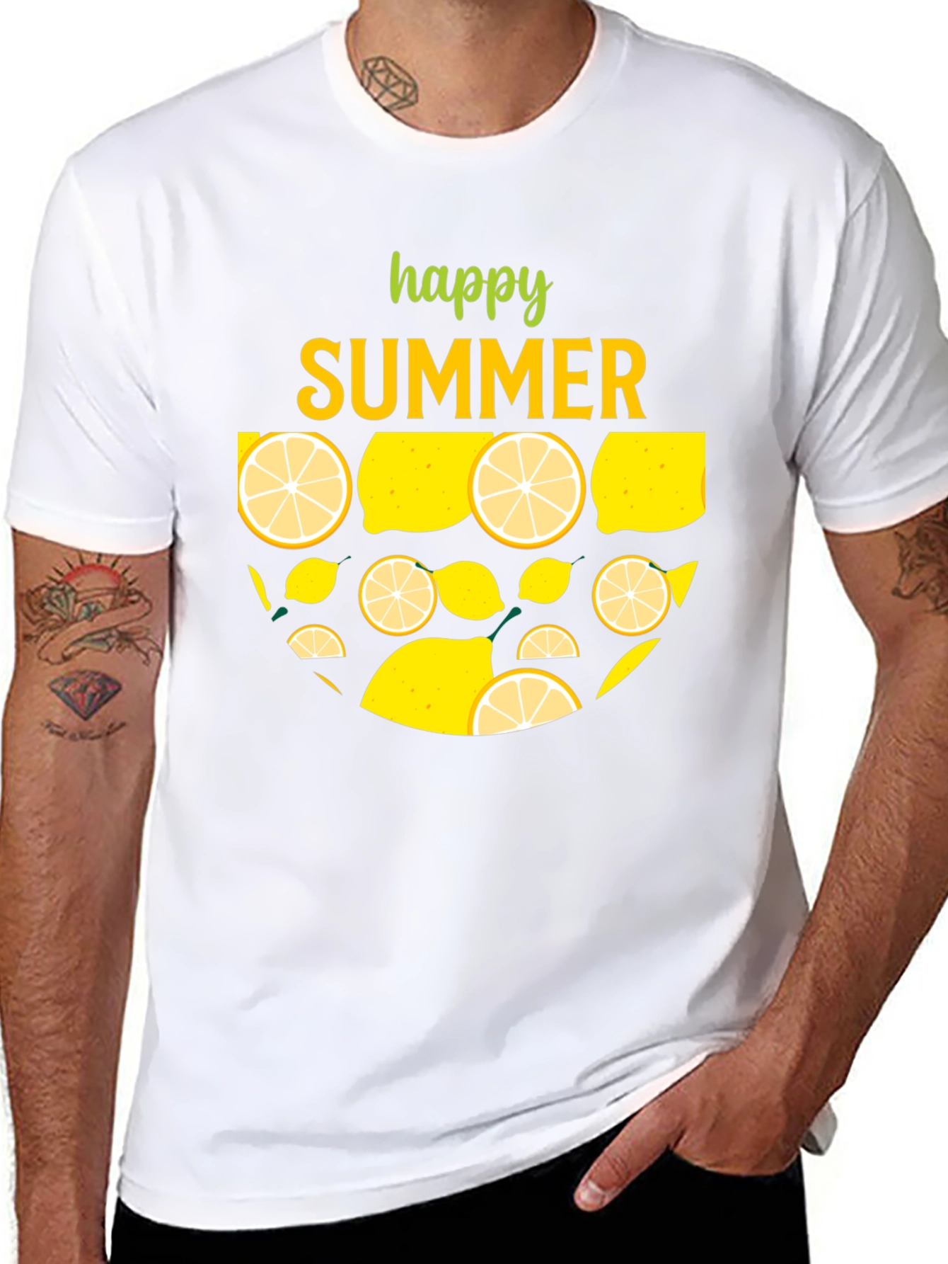 Black Happy Summer Lemon Graphic T-Shirt view 8