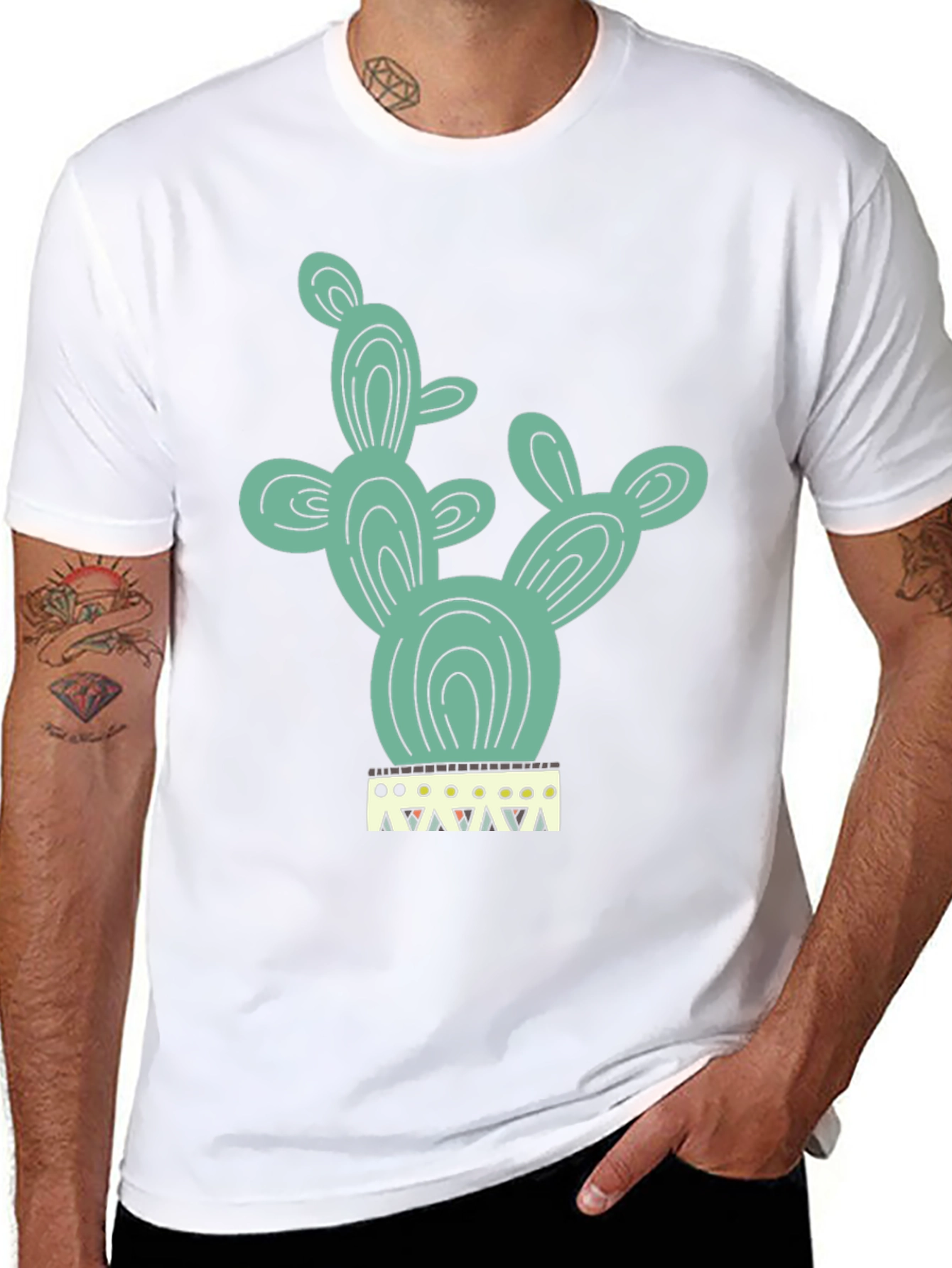 Black Cactus Tee - Trendy Graphic Print T-Shirt view 8