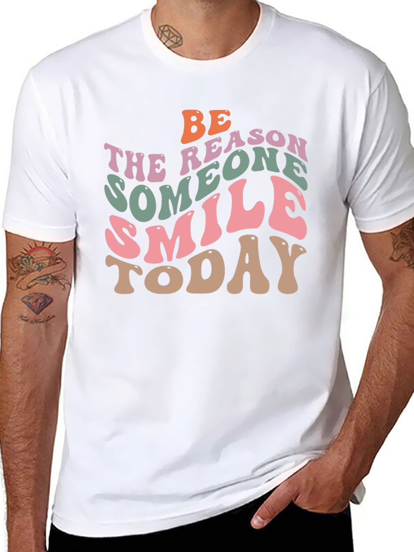 Black Retro Graphic T-Shirt: Be the Reason Someone Smiles Today view 8