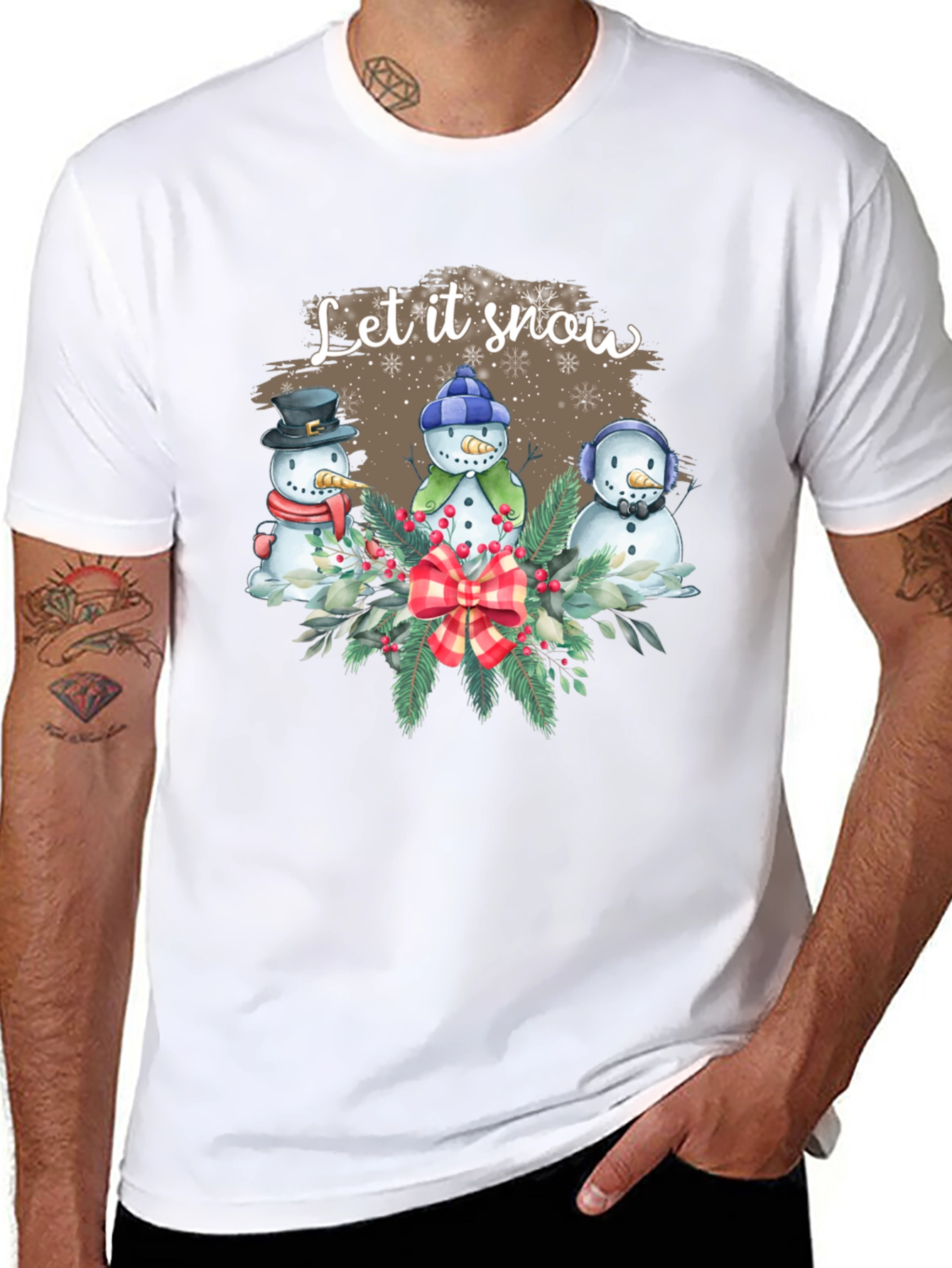 Black Festive 'Let it Snow' Holiday Graphic Tee view 8