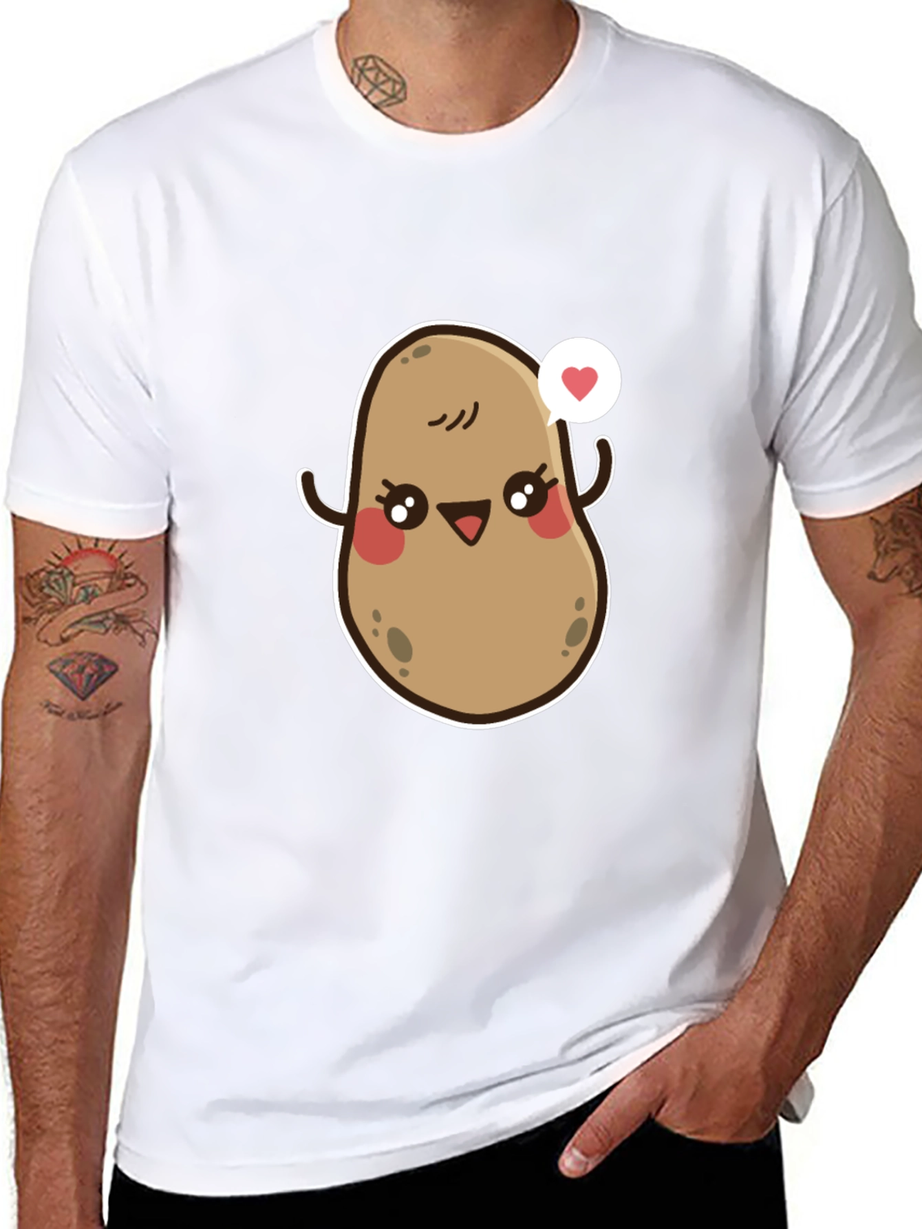 Black Cute Potato Love T-Shirt view 8