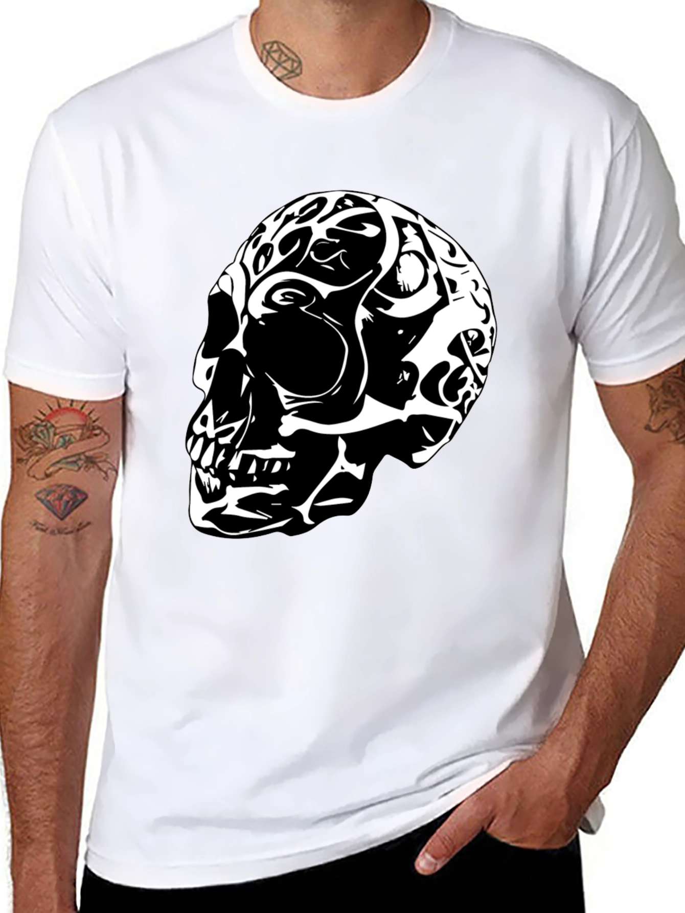 Black Skull Graphic T-Shirt - Black view 8