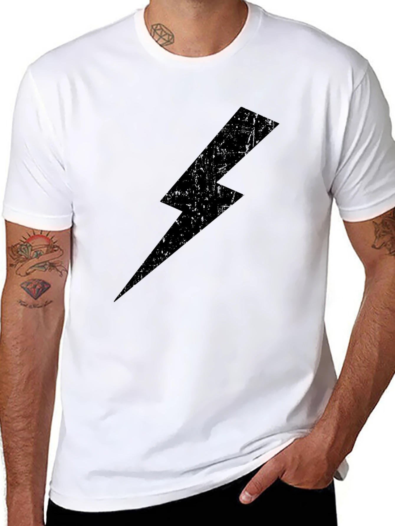 Black Black Lightning Bolt Graphic Tee - Casual Cotton T-Shirt view 8