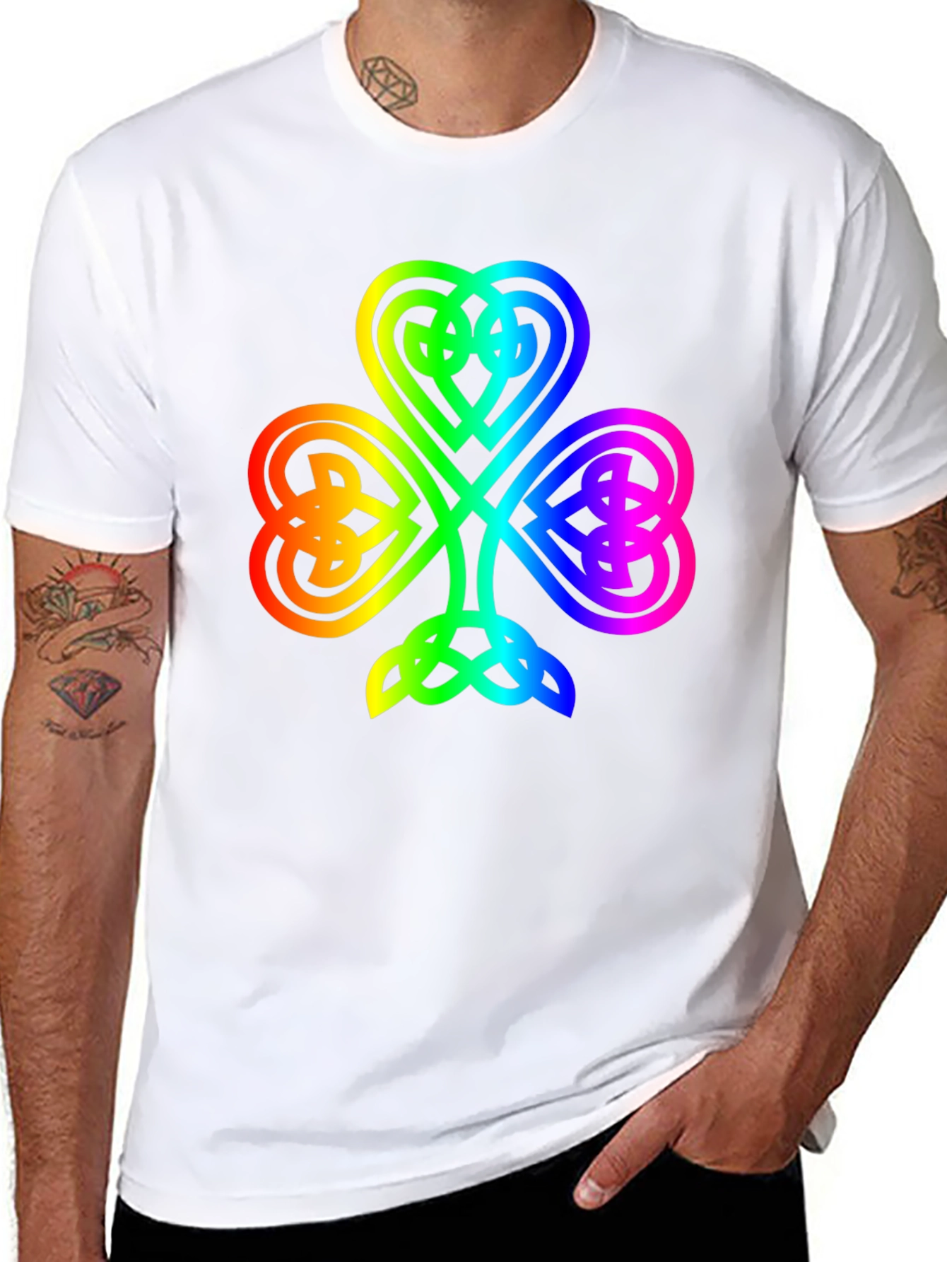 Black Rainbow Shamrock T-Shirt - Lucky Irish Pride view 8